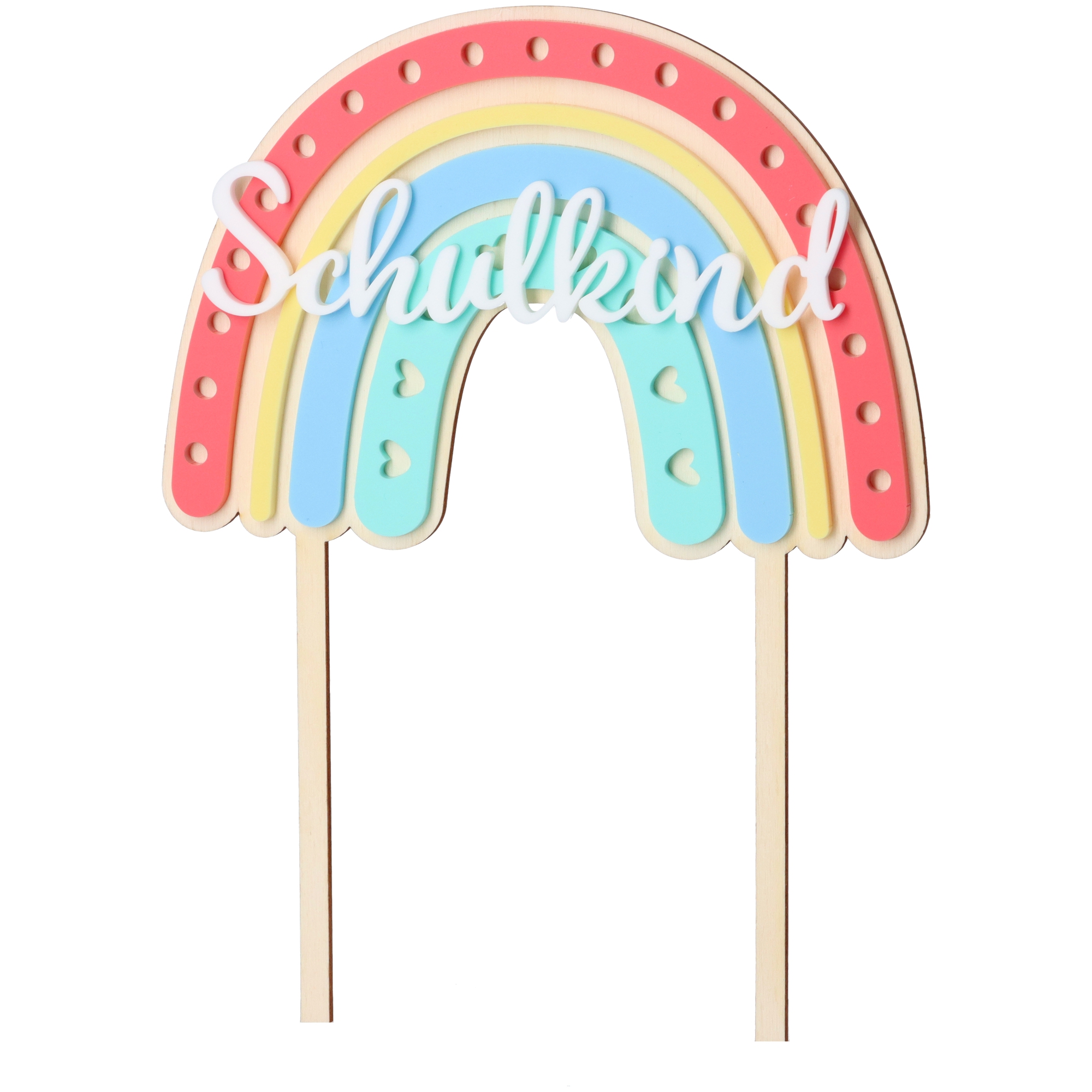 Cake Topper "Schulkind" Regenbogen mit Herzen Cake Topper "Schulkind" Regenbogen mit Herzen