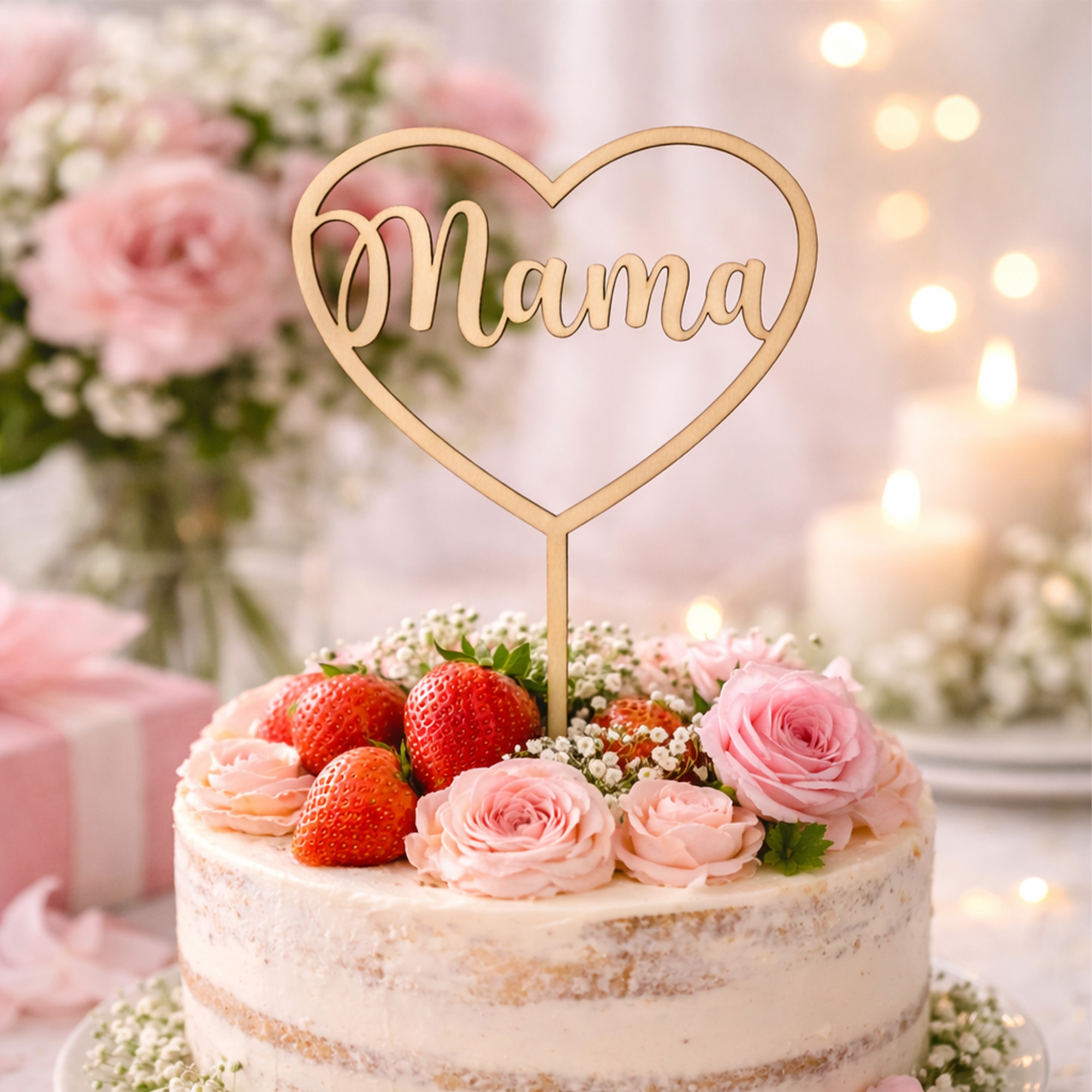 Cake Topper "Mama" klein aus Holz
