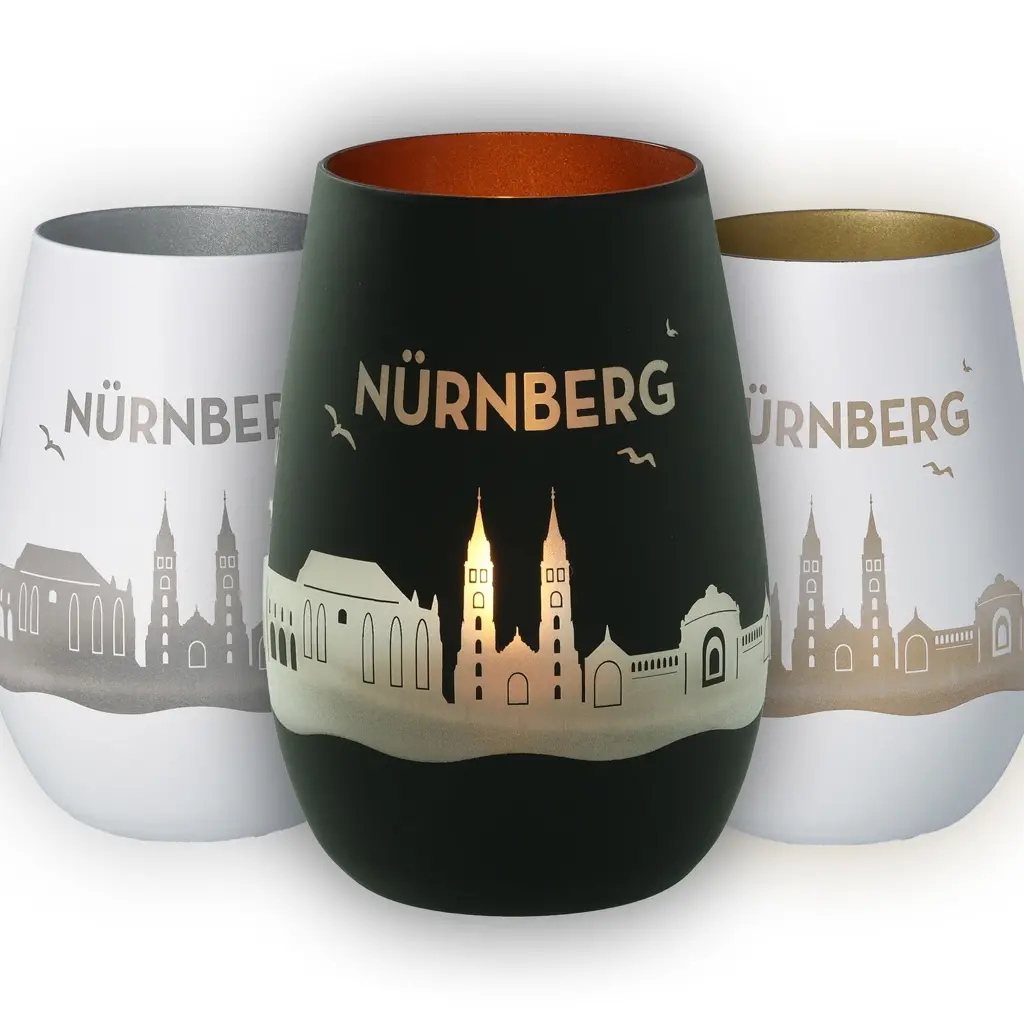glas, Weinglas, Stielglas, Stadt-Silhouette, Nürnberg