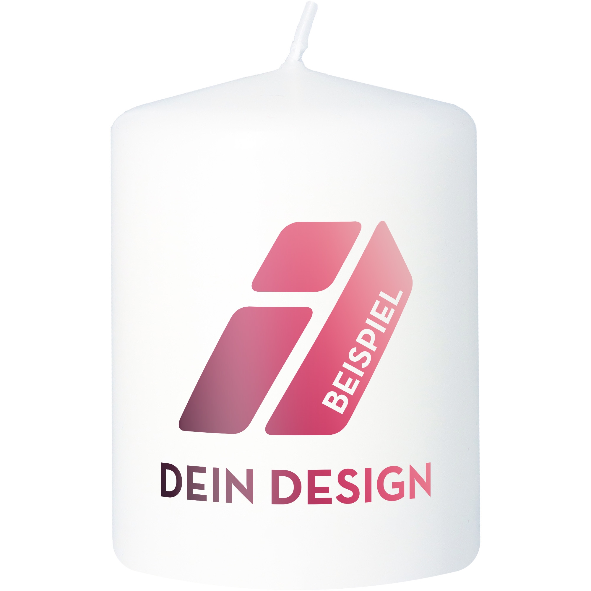 Stumpenkerze Dein Design Weiß mit Druck