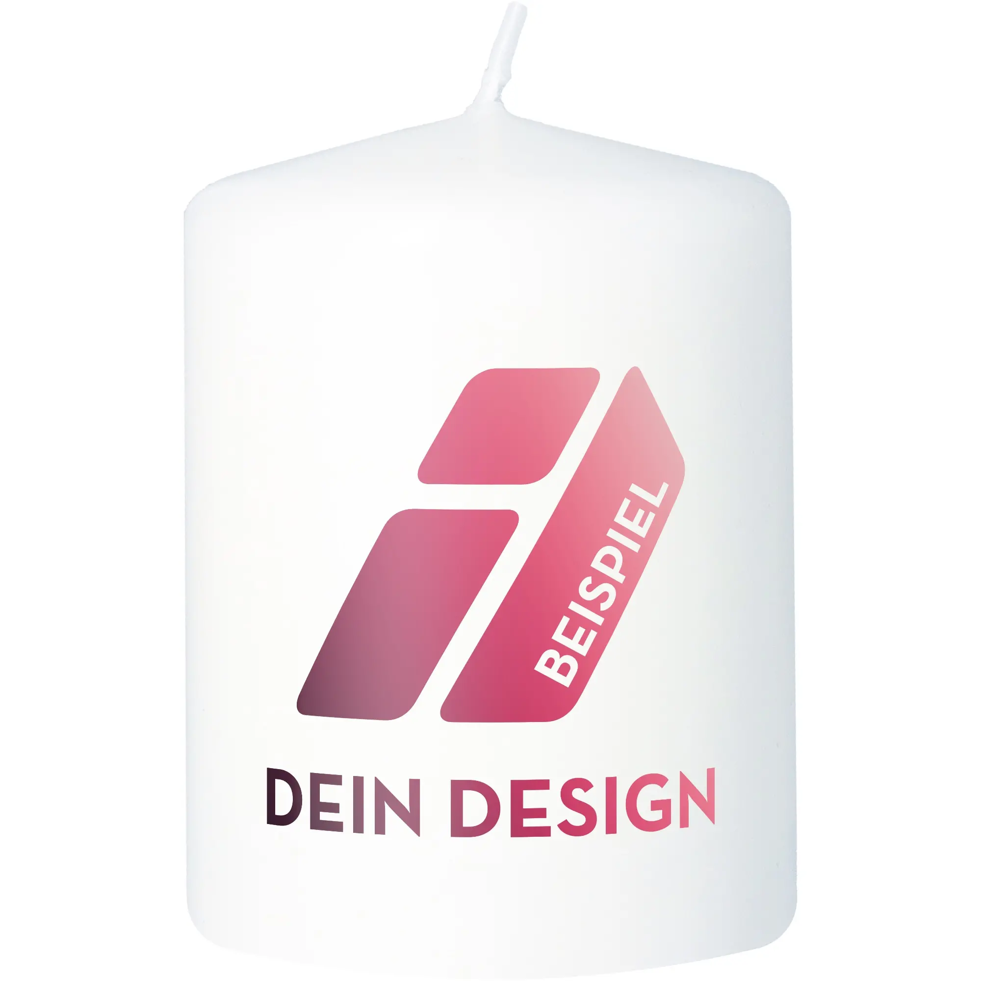 Stumpenkerze Dein Design Weiß mit Druck
