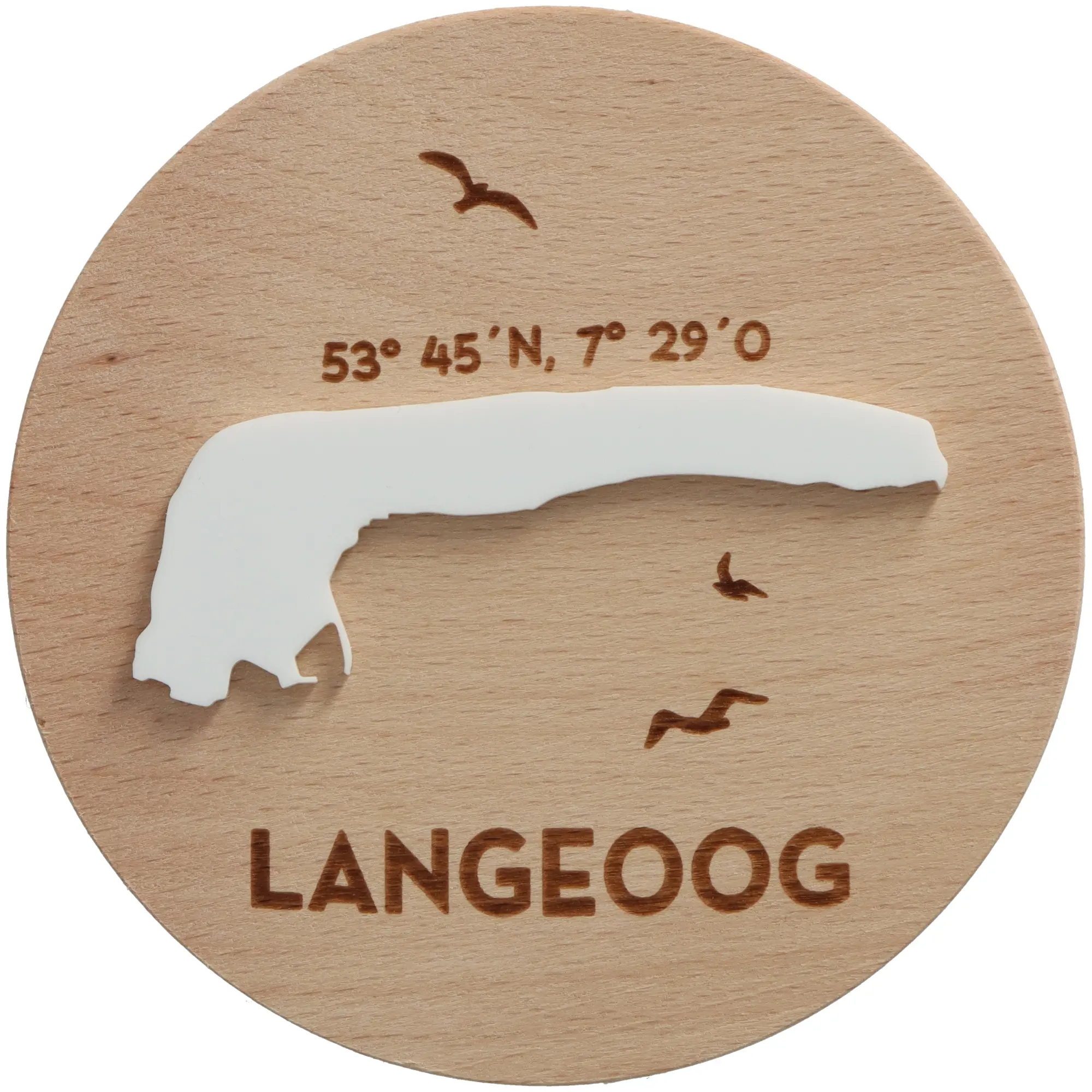 Geschenkglas Skyline "Langeoog Silhouette" Weiß