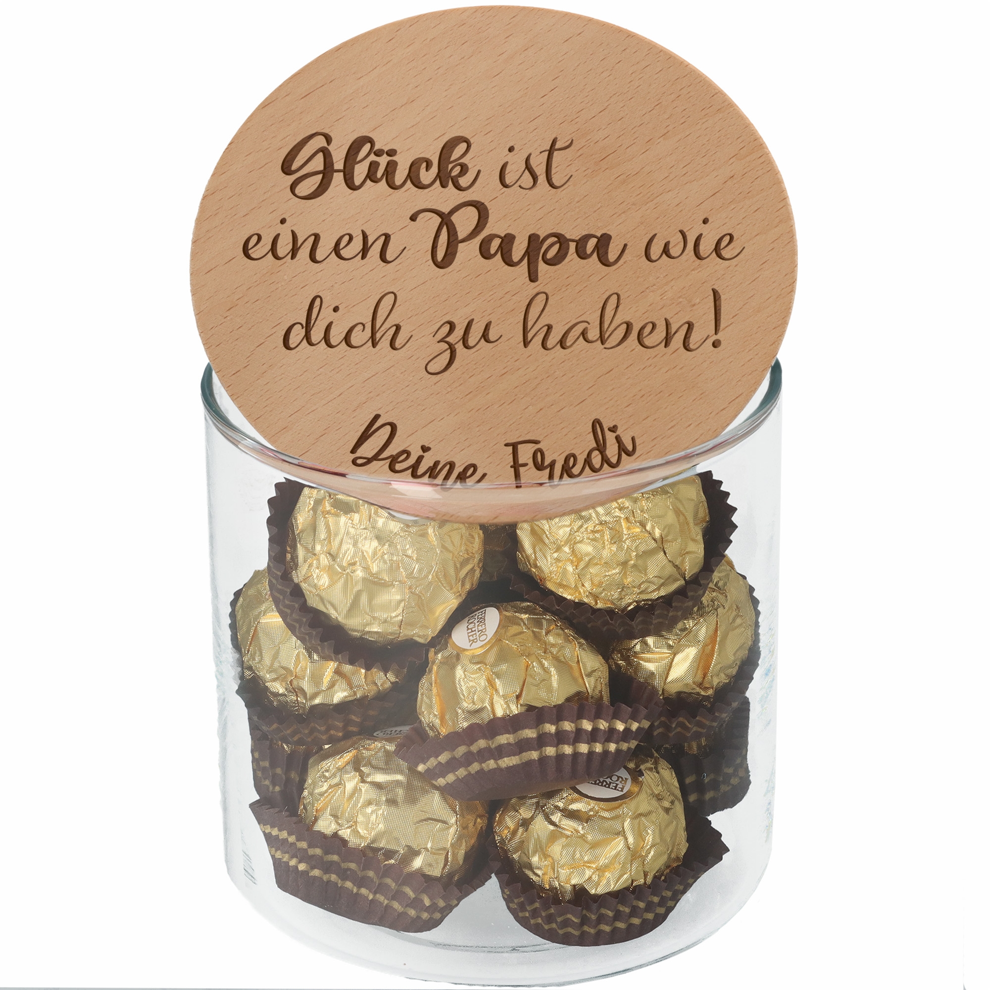 d9545efbb1e073f7299c98bab18888182e622ea0 Geschenkglas "Glück ist einen Papa wie dich zu haben!"