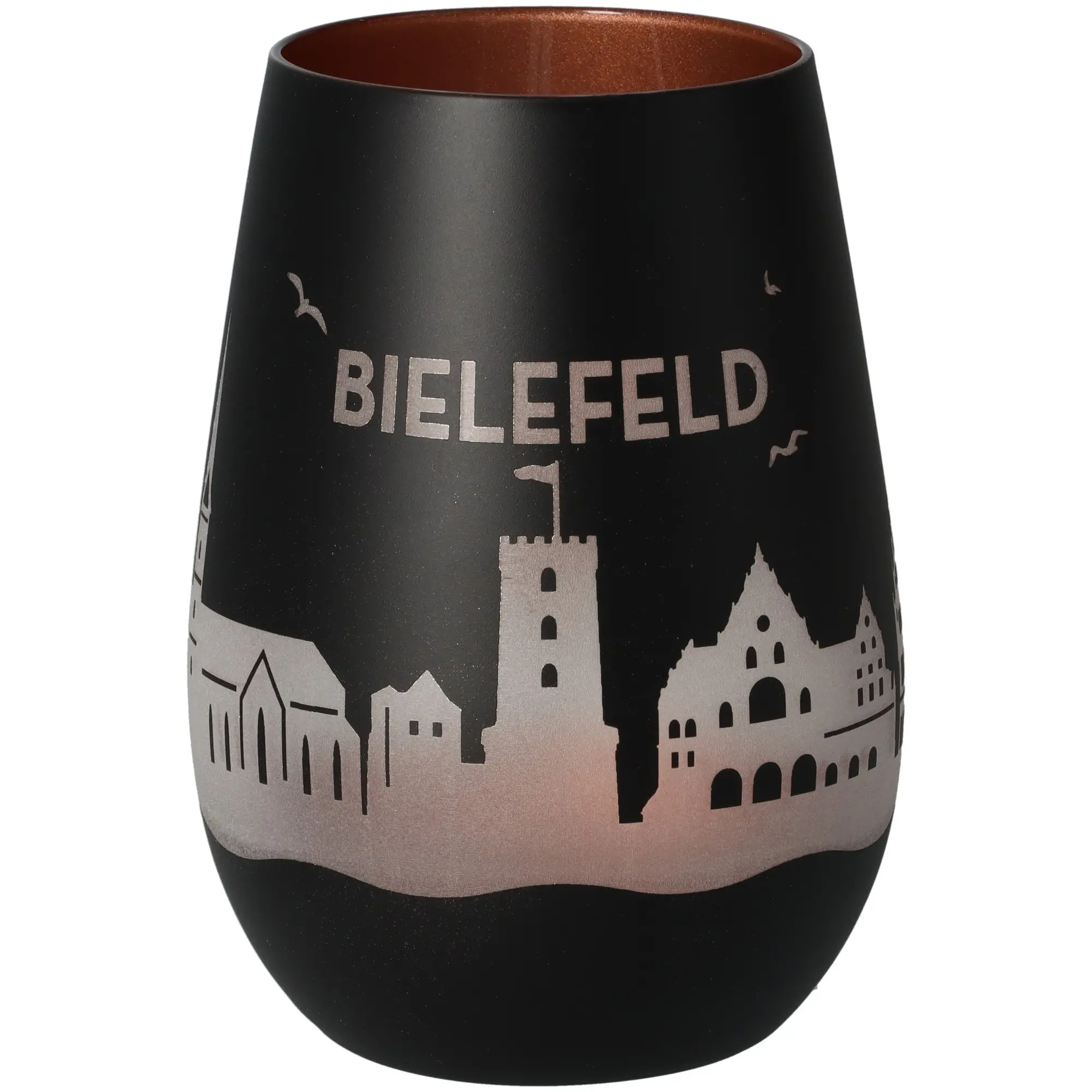 tumbler, mug, schwarz, silhouette, stadtansicht