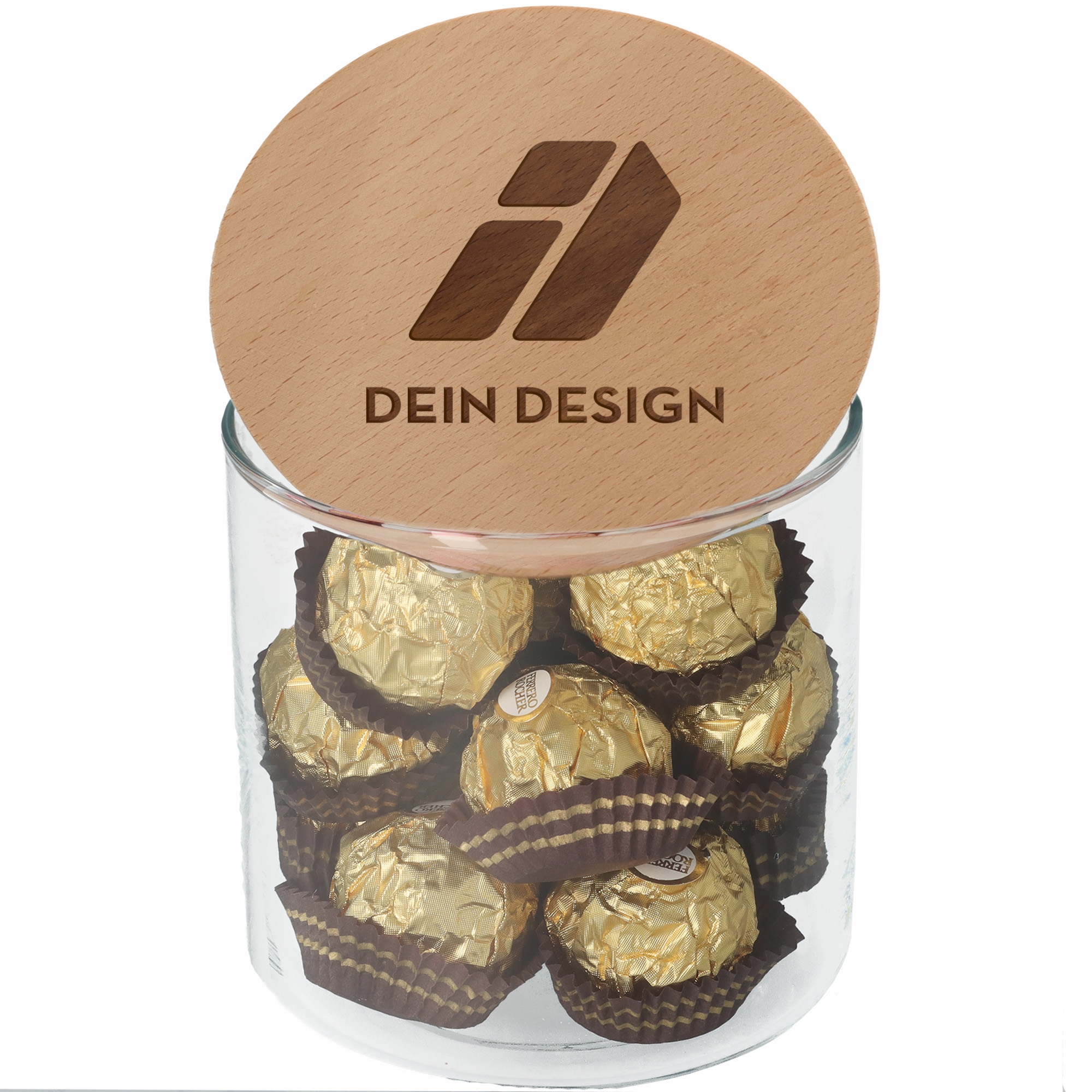 Keksbomben, Schokolade, Glasbehälter, Holzdeckel, Kuchenbonbons