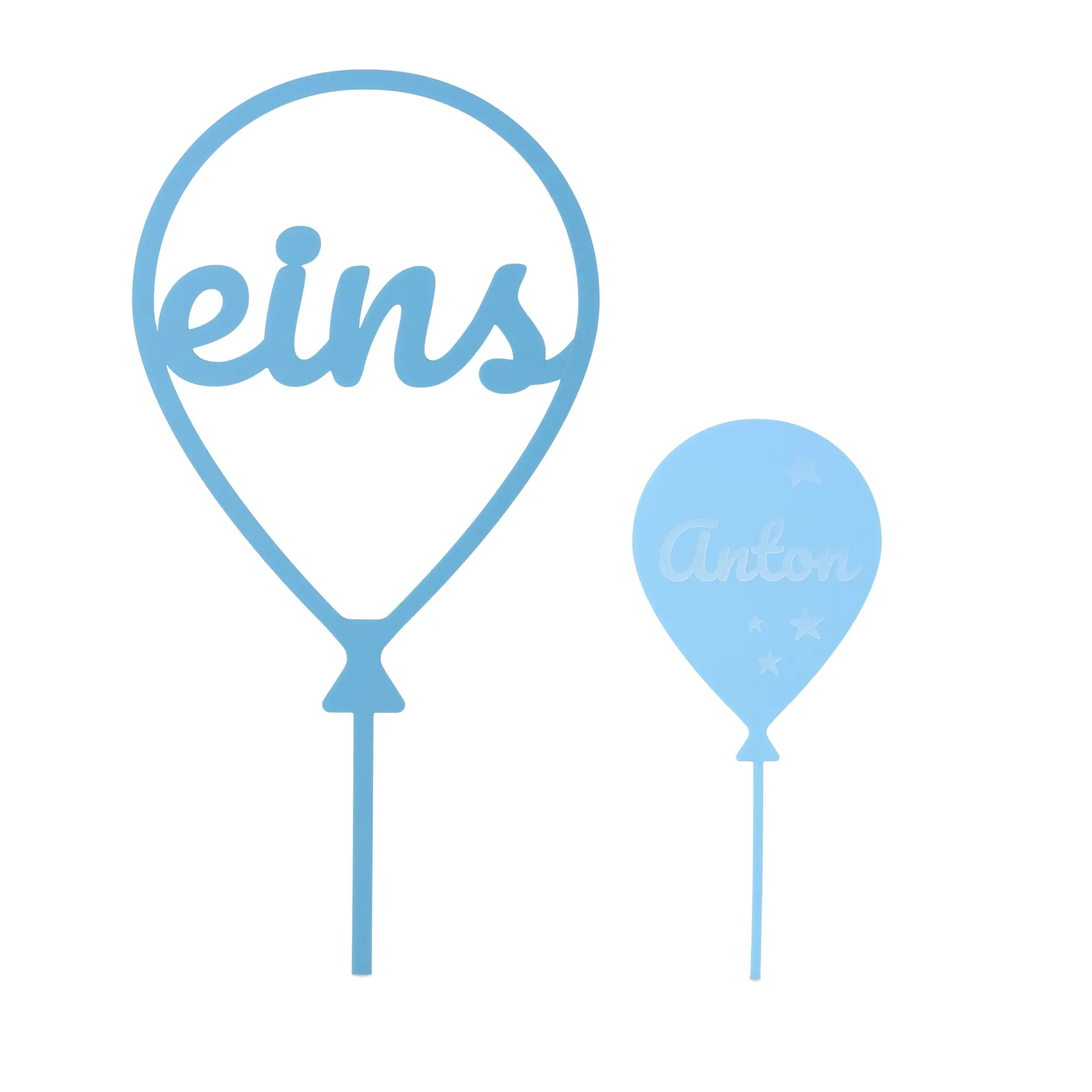 Cake Topper Ballon mit Sternen Zahl 1 Blau