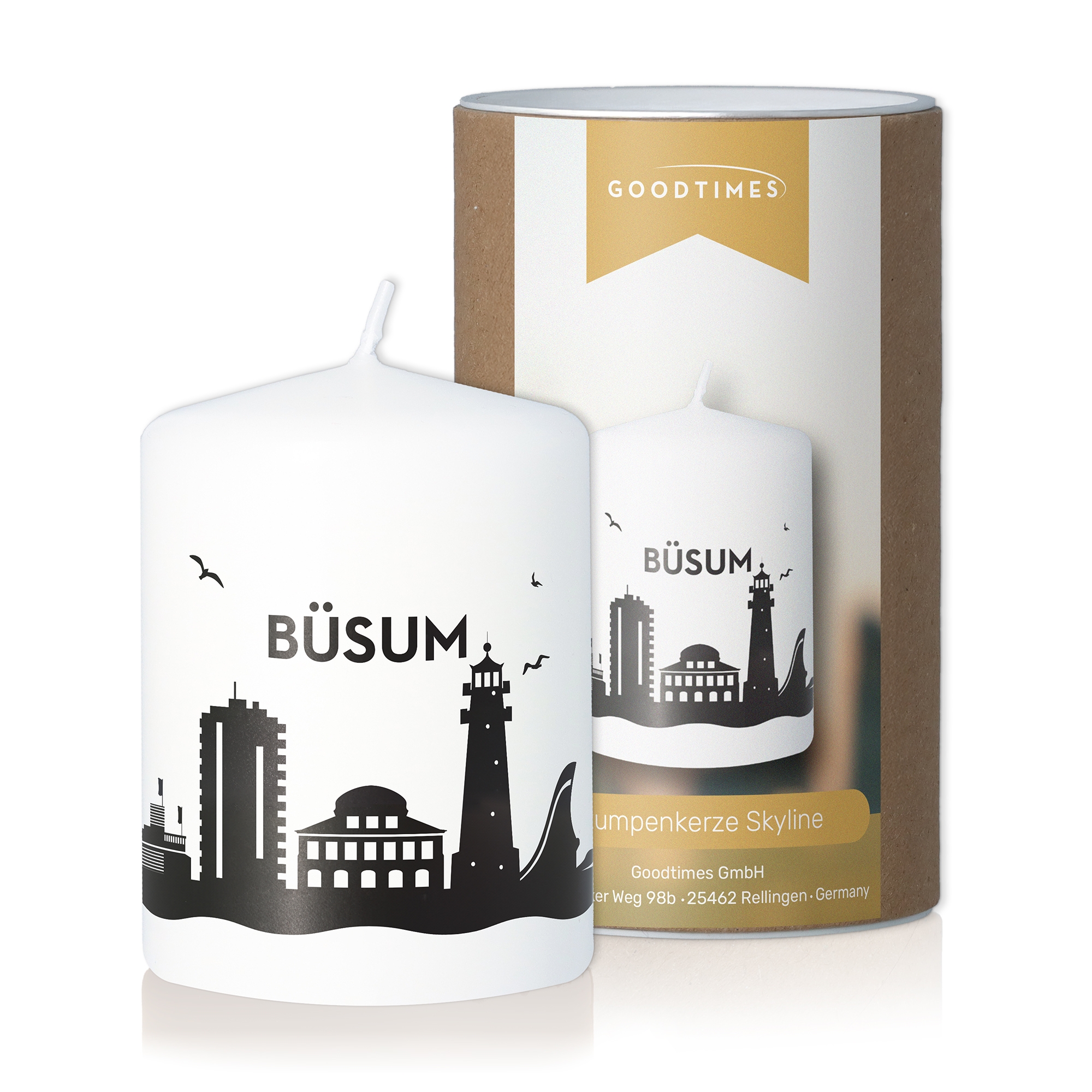 Stumpenkerze Skyline Büsum