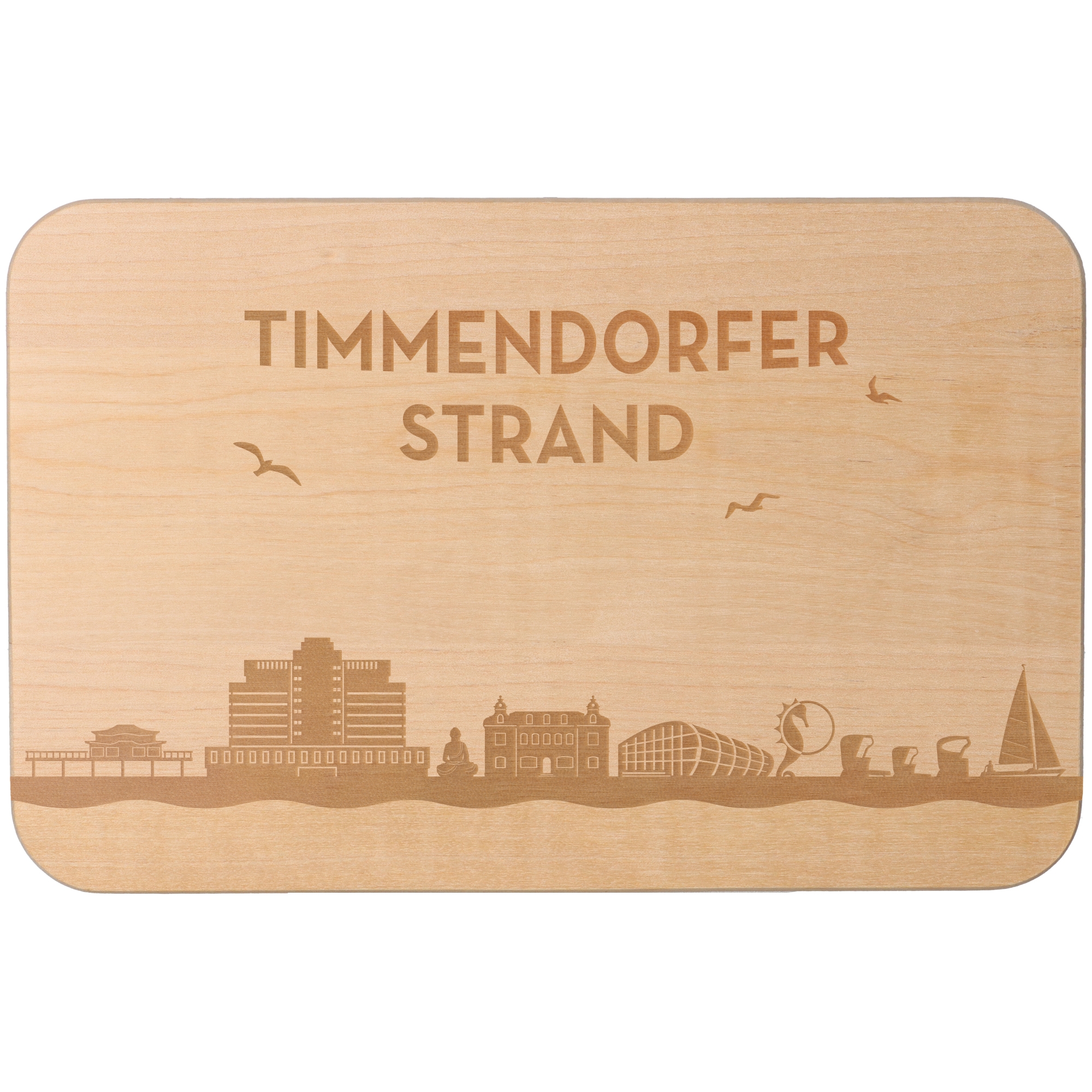 Frühstücksbrett Skyline Timmendorfer Strand Sperrholz, Holz, Matte