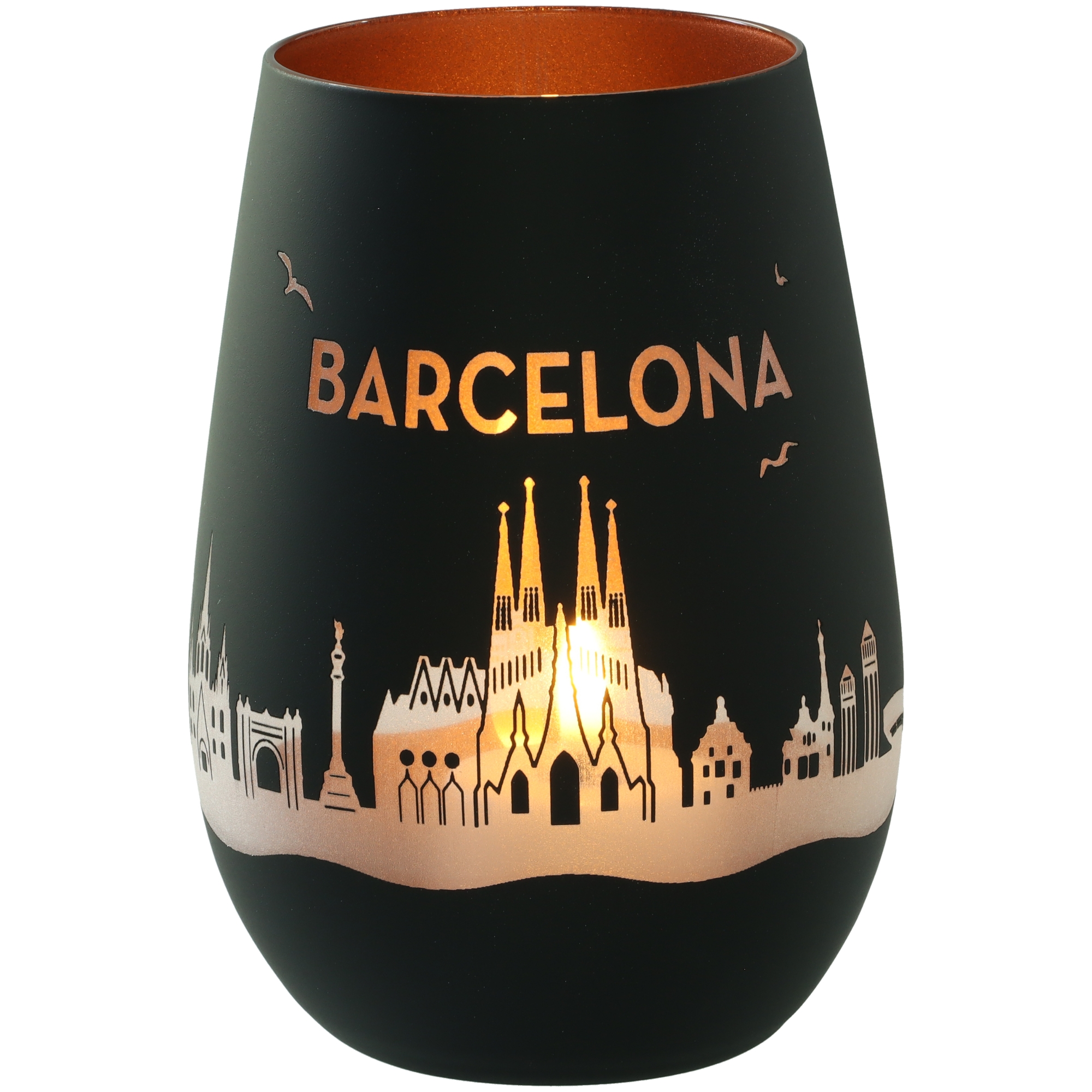 Windlicht Skyline Barcelona Lampe, Glas, Lampenschirm, Töpferei