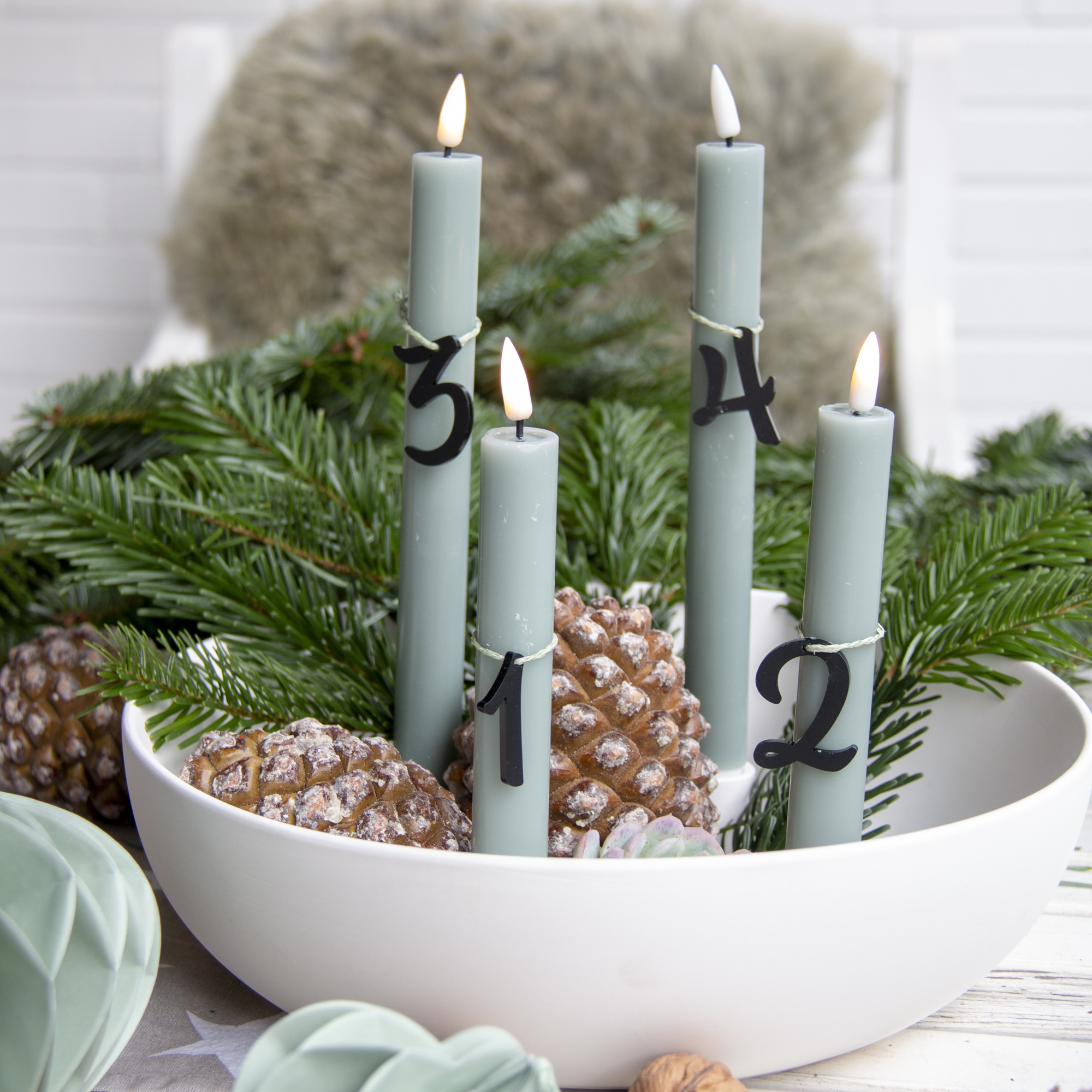 Adventskranz Anhänger Zahlen 1-4 Silber Adventskranz Anhänger Zahlen 1-4 Silber