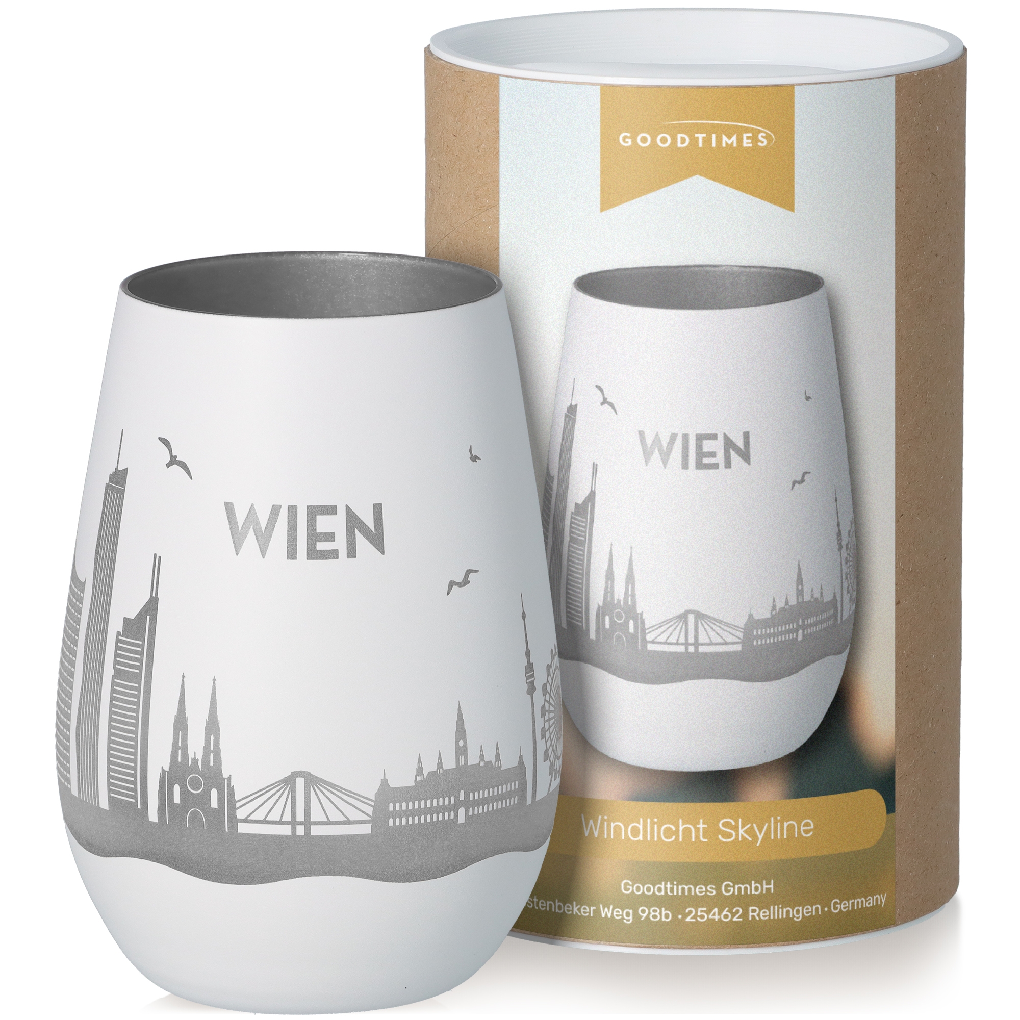Windlicht Skyline Wien Töpferei, Lampe, Glas