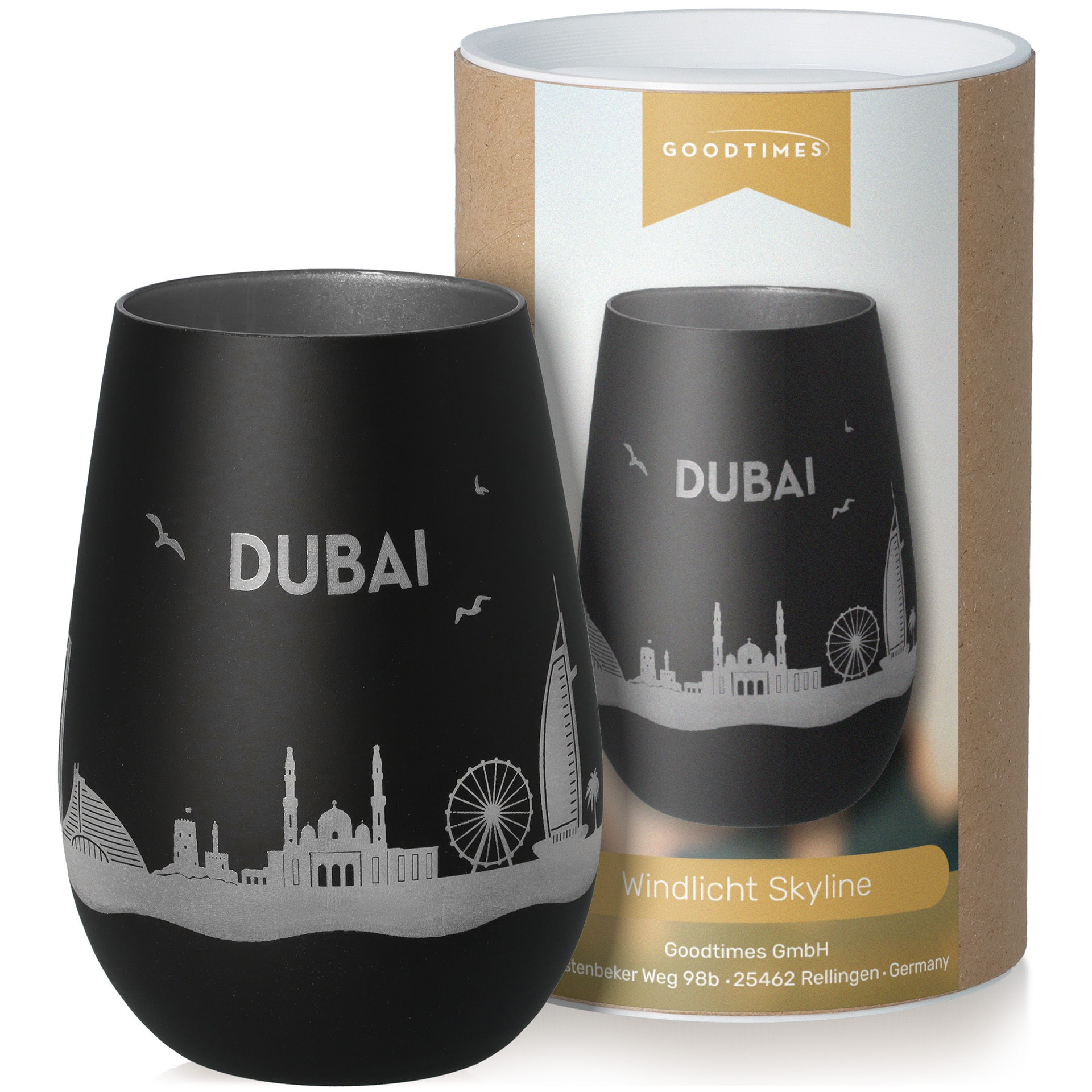Windlicht Skyline Dubai Krug