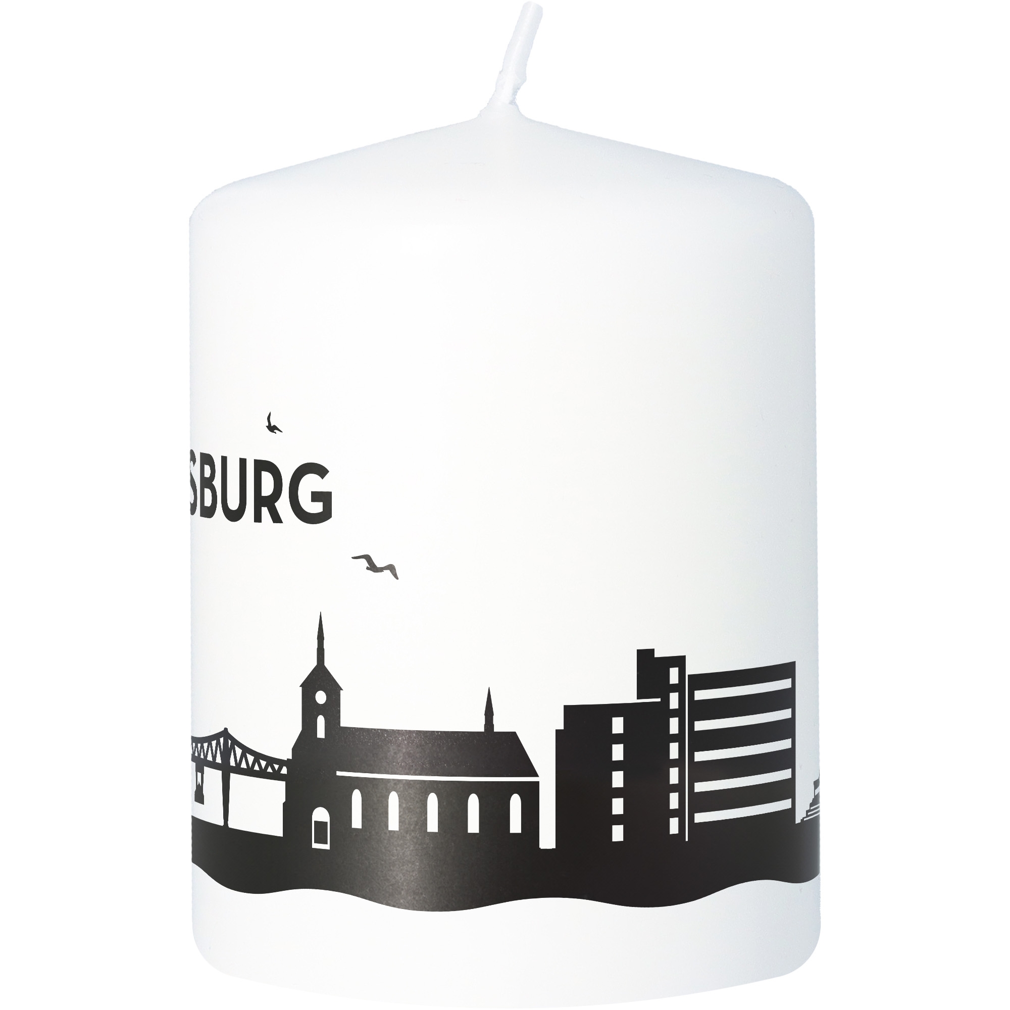 Stumpenkerze Skyline Rendsburg Kerze