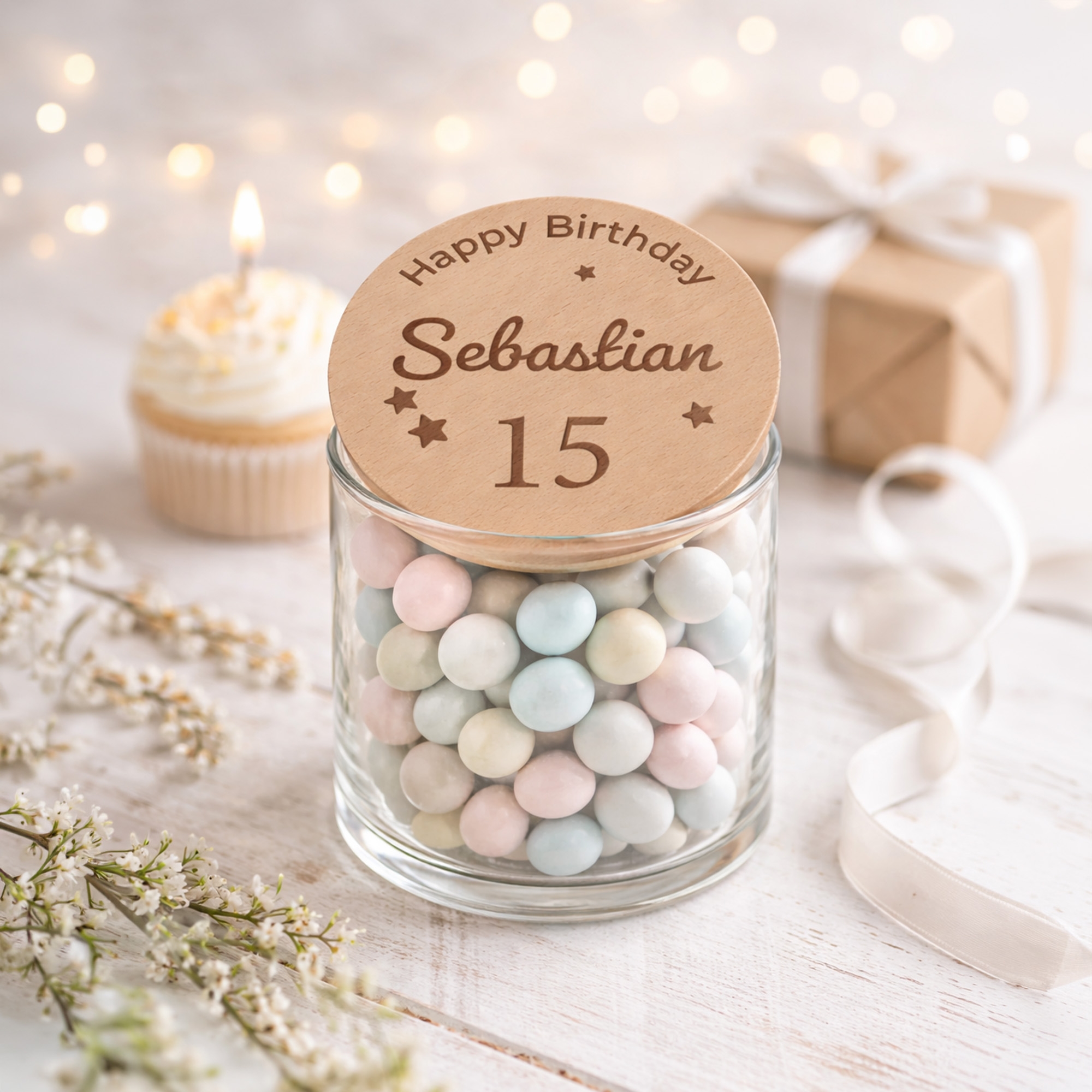 glasbehälter, bonbons, pastellfarben, geschenkset, geburtstag