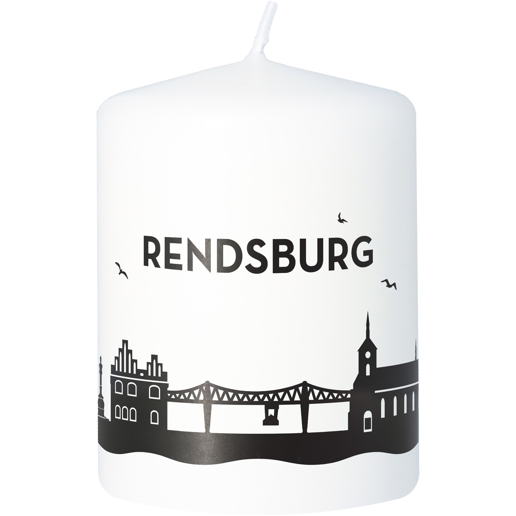 Stumpenkerze Skyline Rendsburg Kerze