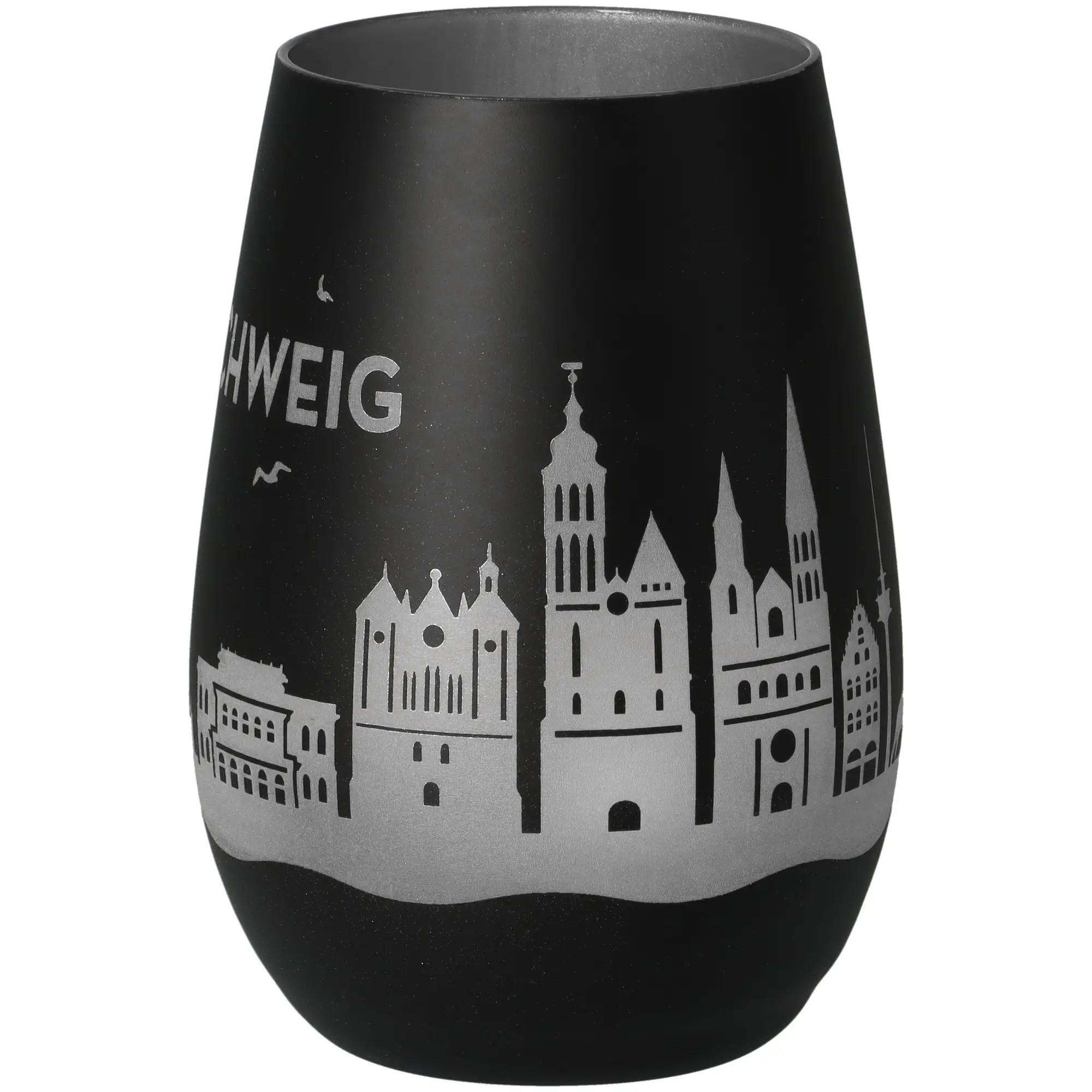  tumbler, glas, stadtbild, schwarz, metallisch