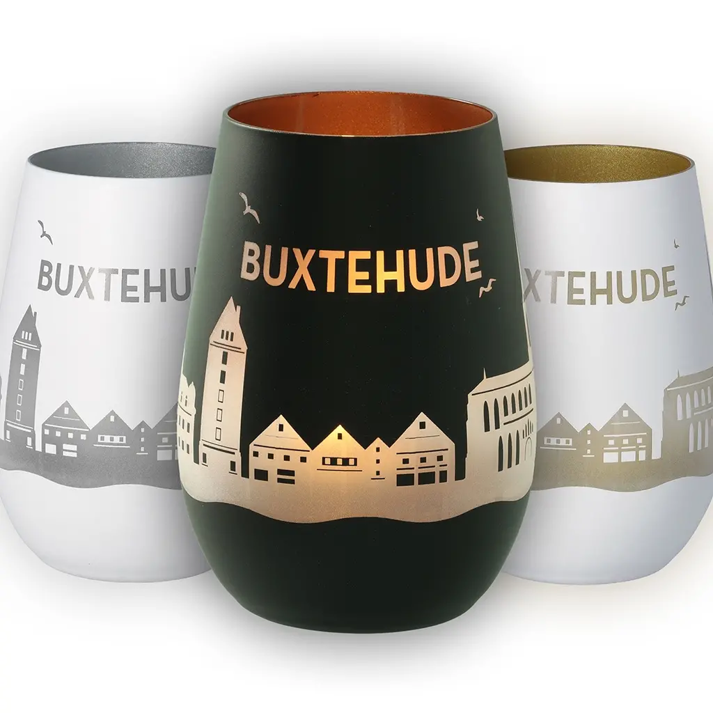 Kuppenglaskrug, Glas, Bedruckt, Stadtlandschaft, Dekokrug