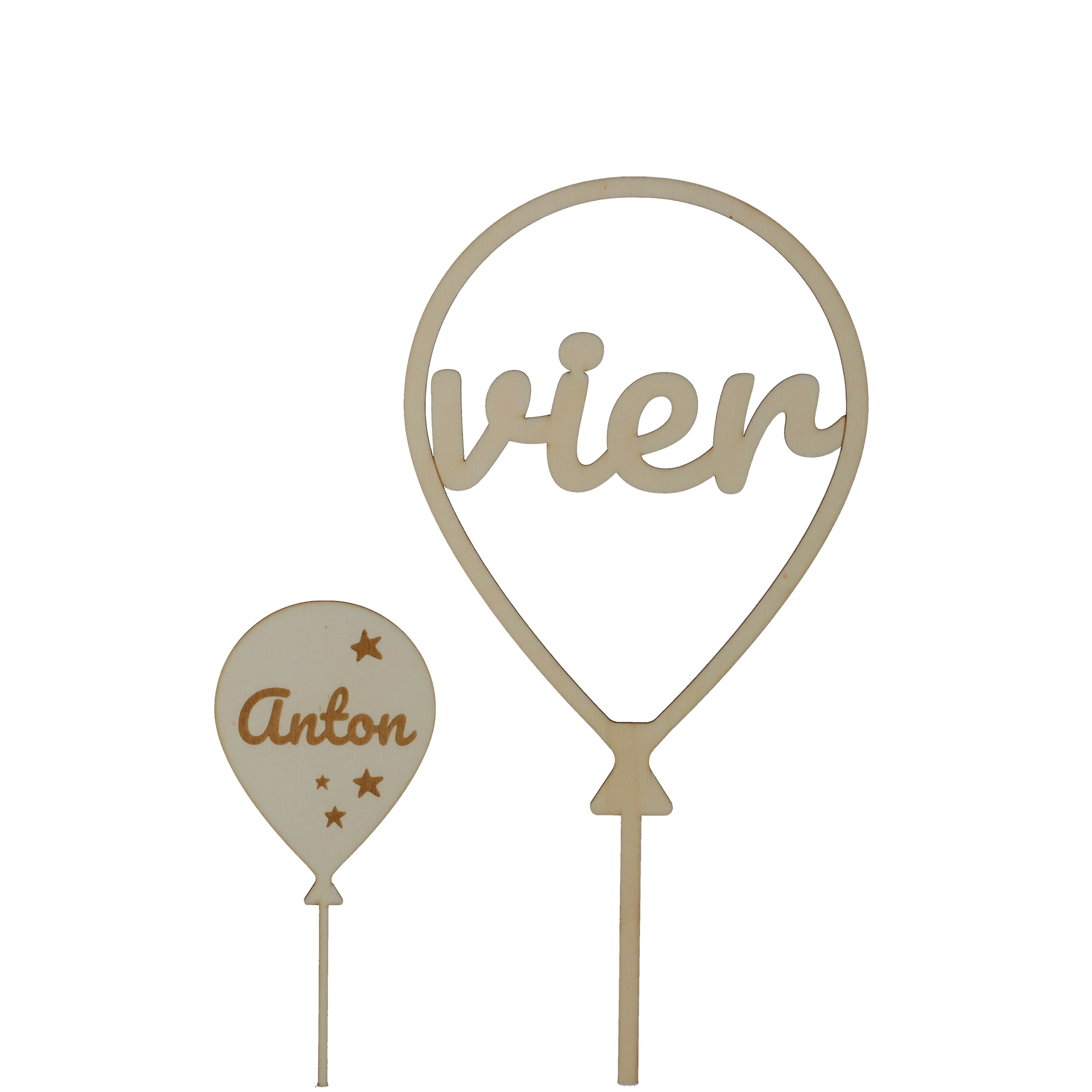 Cake Topper Ballon mit Sternen Zahl 4