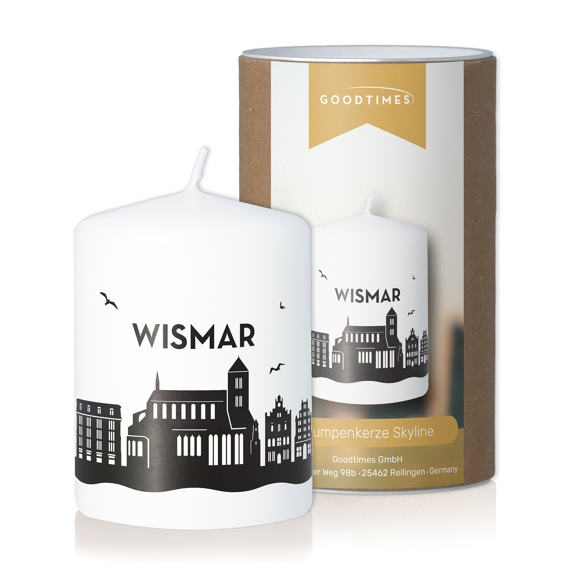 Stumpenkerze Skyline Wismar Stumpenkerze Skyline Wismar