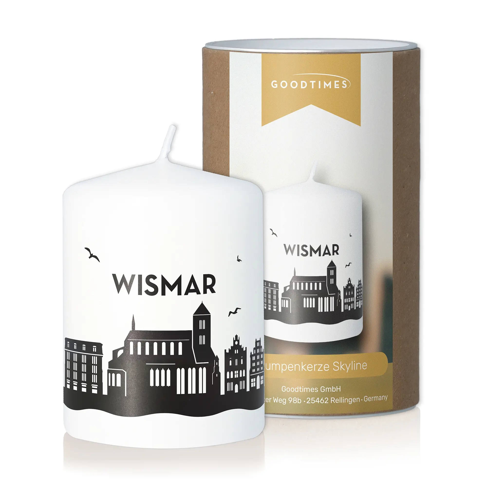 Stumpenkerze Skyline Wismar