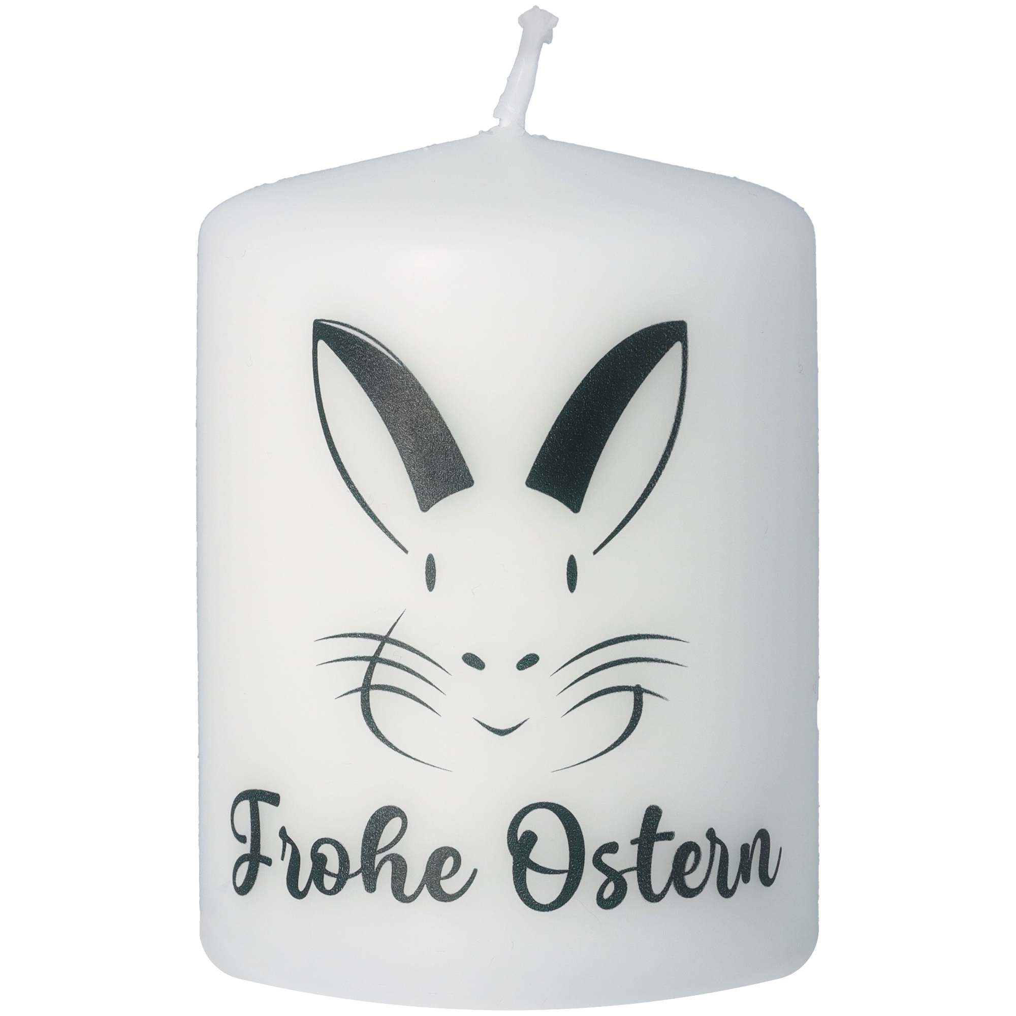 Stumpenkerze Weiß "Frohe Ostern"