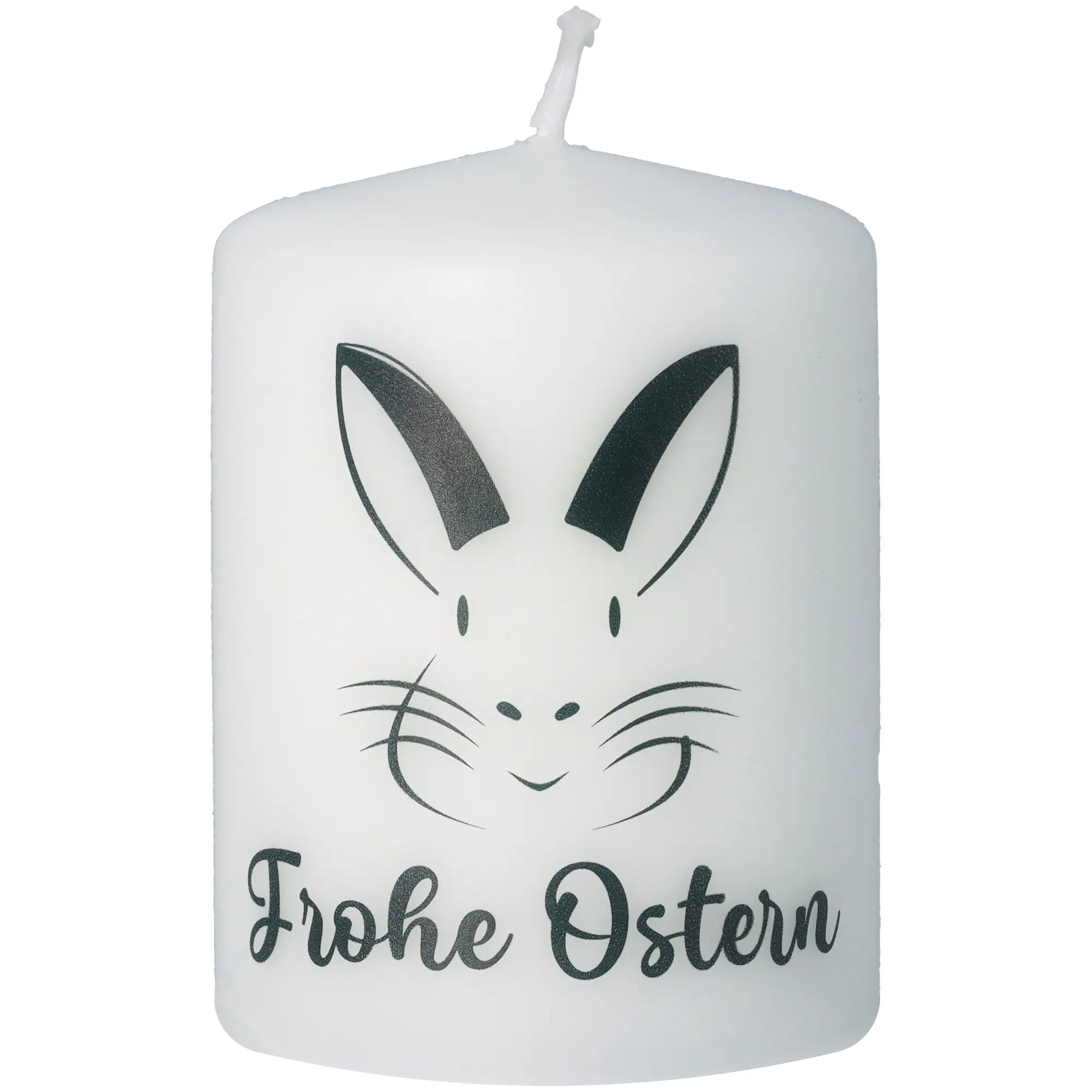 Stumpenkerze Weiß "Frohe Ostern"