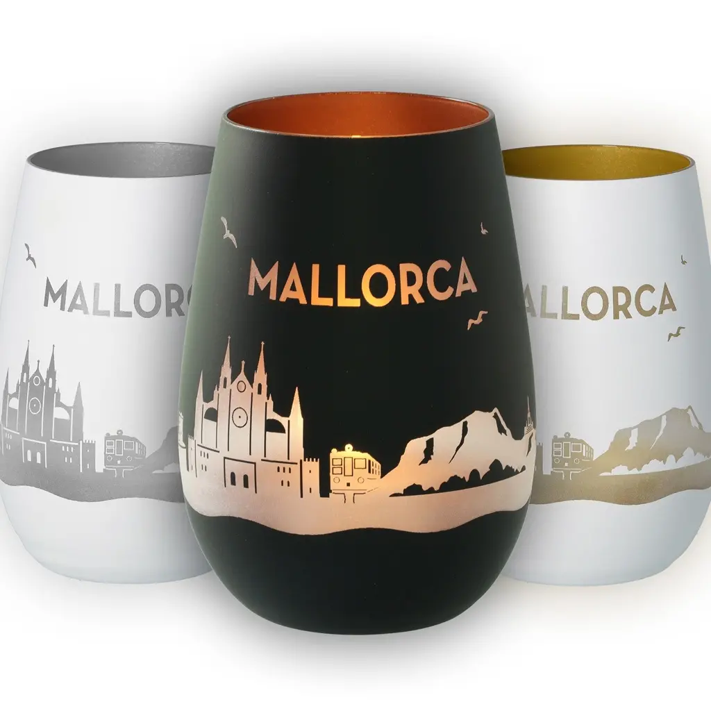 Tumbler, Stoffbecher, Mallorca, Metallisch, Schwarz