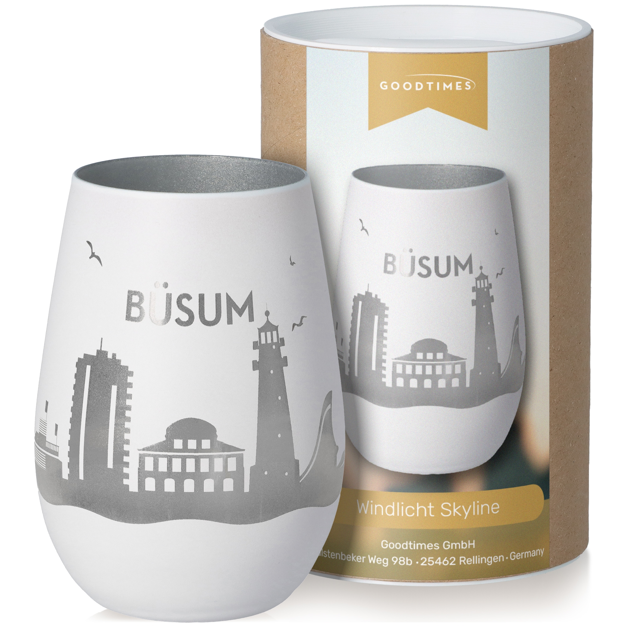 Windlicht Skyline Büsum Töpferei, Tasse, Glas