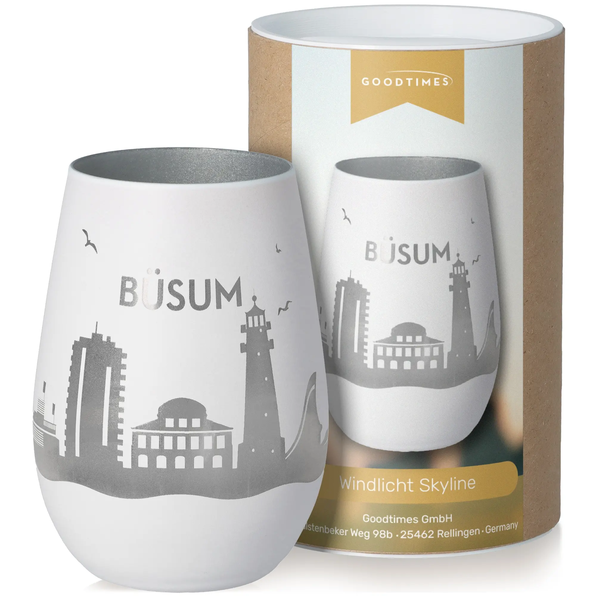 Windlicht Skyline Büsum Töpferei, Tasse, Glas