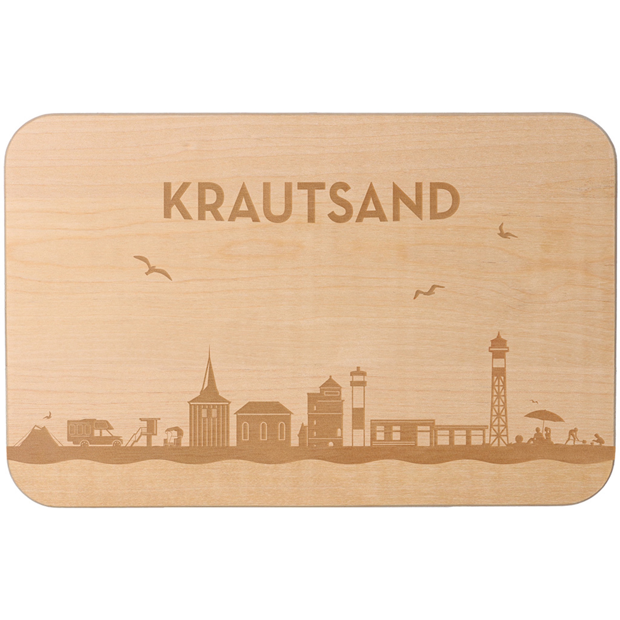 Frühstücksbrett Skyline Krautsand Holz, Sperrholz, Matte