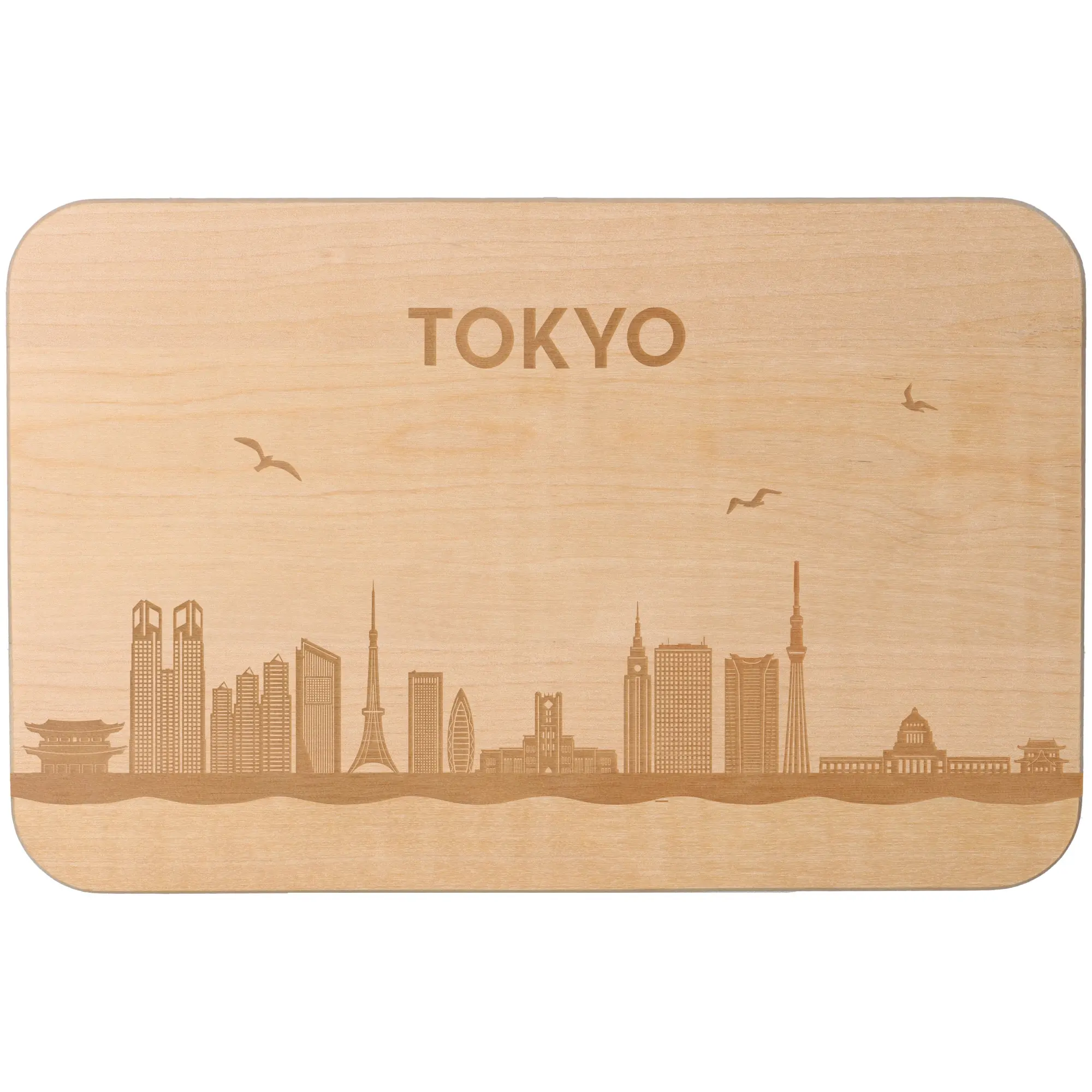 Holzbrett, Schneidebrett, Tokyo skyline, Holzoberfläche, Stadtansicht
