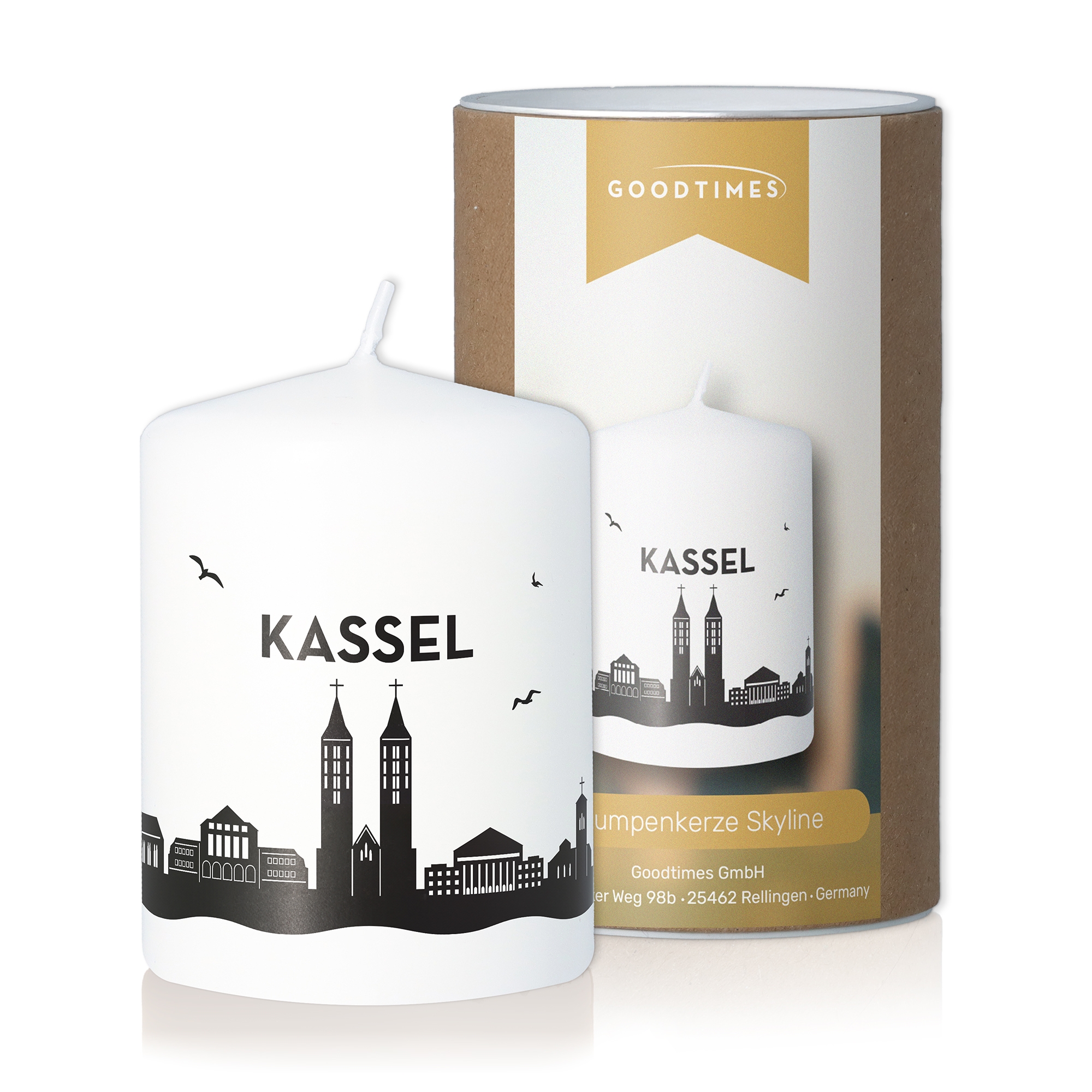 Stumpenkerze Skyline Kassel Kerze