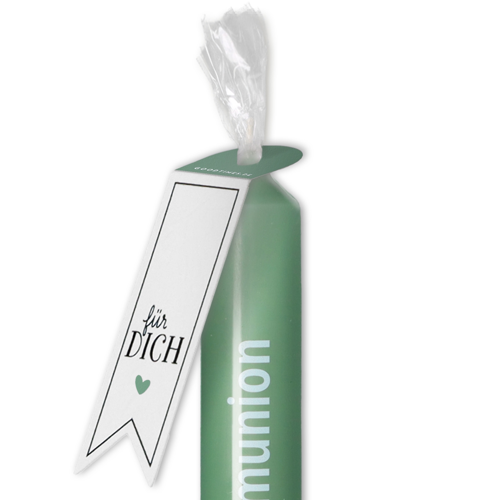 Stabkerze Smaragd "Alles Liebe zur Kommunion" Stabkerze Smaragd "Alles Liebe zur Kommunion"