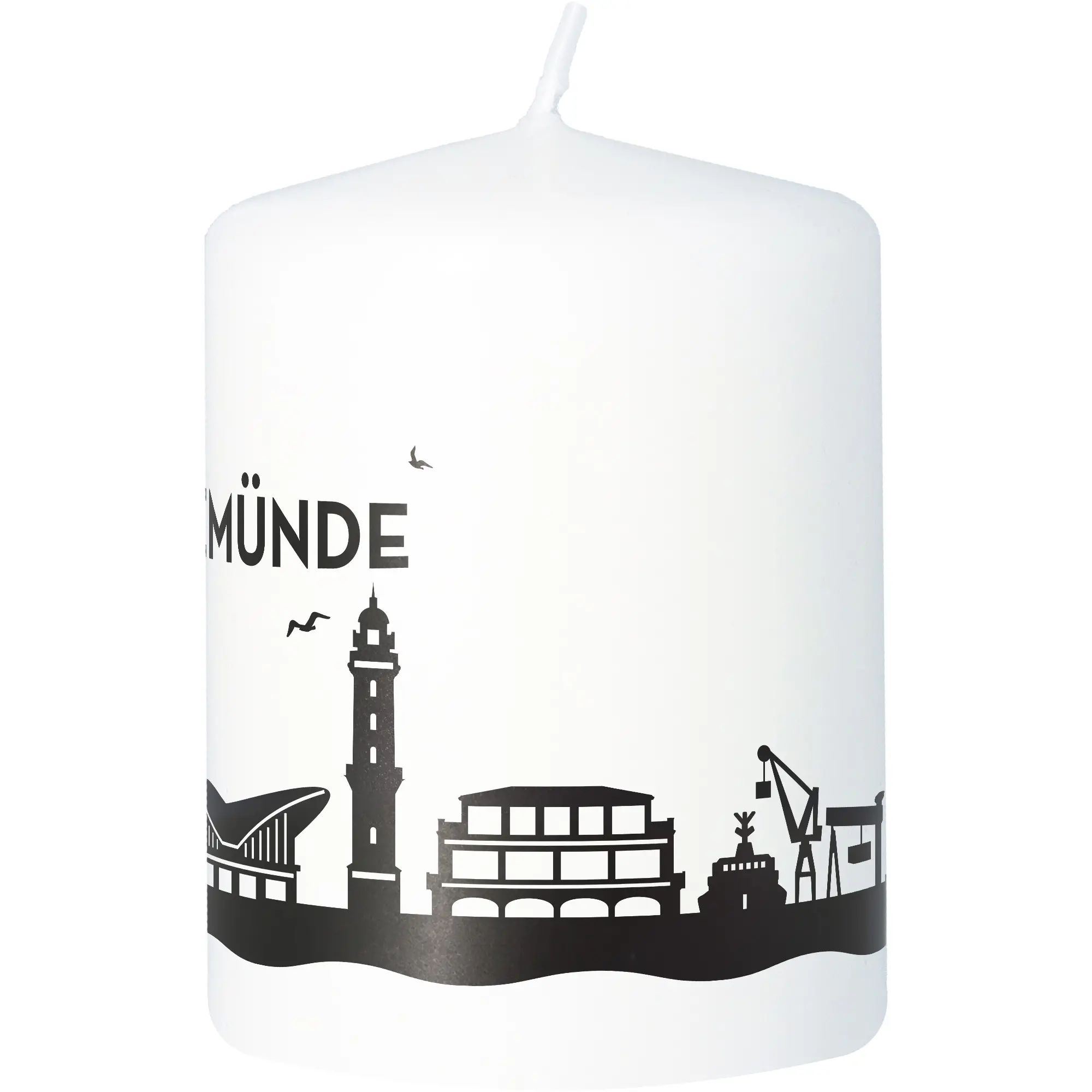 Stumpenkerze Skyline Warnemünde Stumpenkerze Skyline Warnemünde