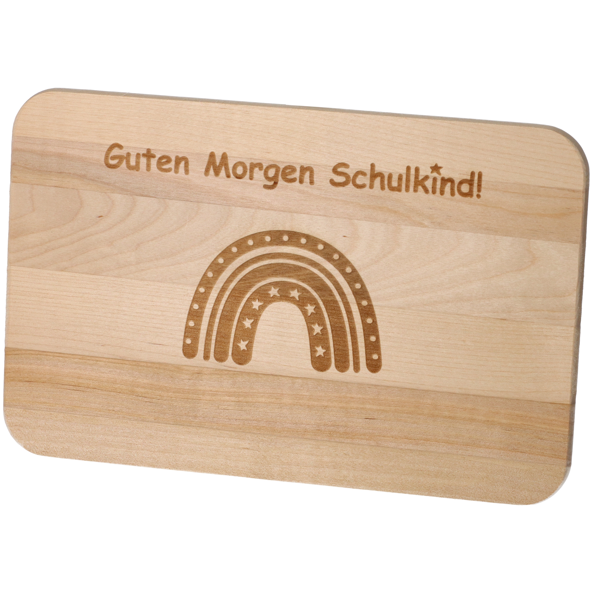 Frühstücksbrettchen "Guten Morgen Schulkind" Regenbogen mit Sternen Frühstücksbrettchen "Guten Morgen Schulkind" Regenbogen mit Sternen