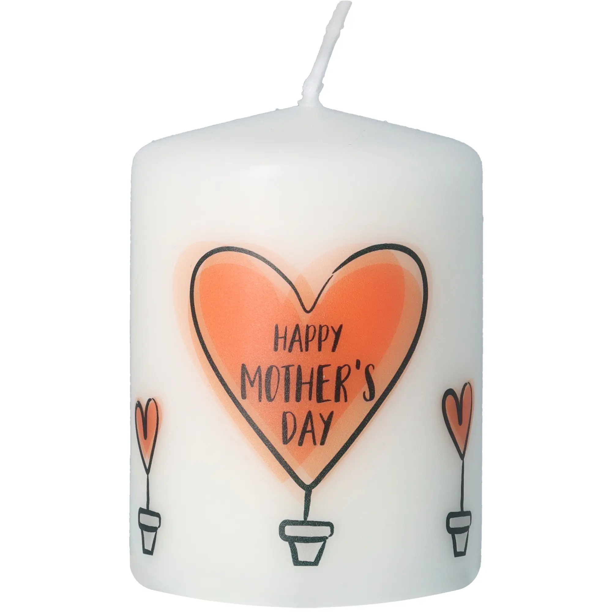 Stumpenkerze Weiß "Happy Mother's Day"