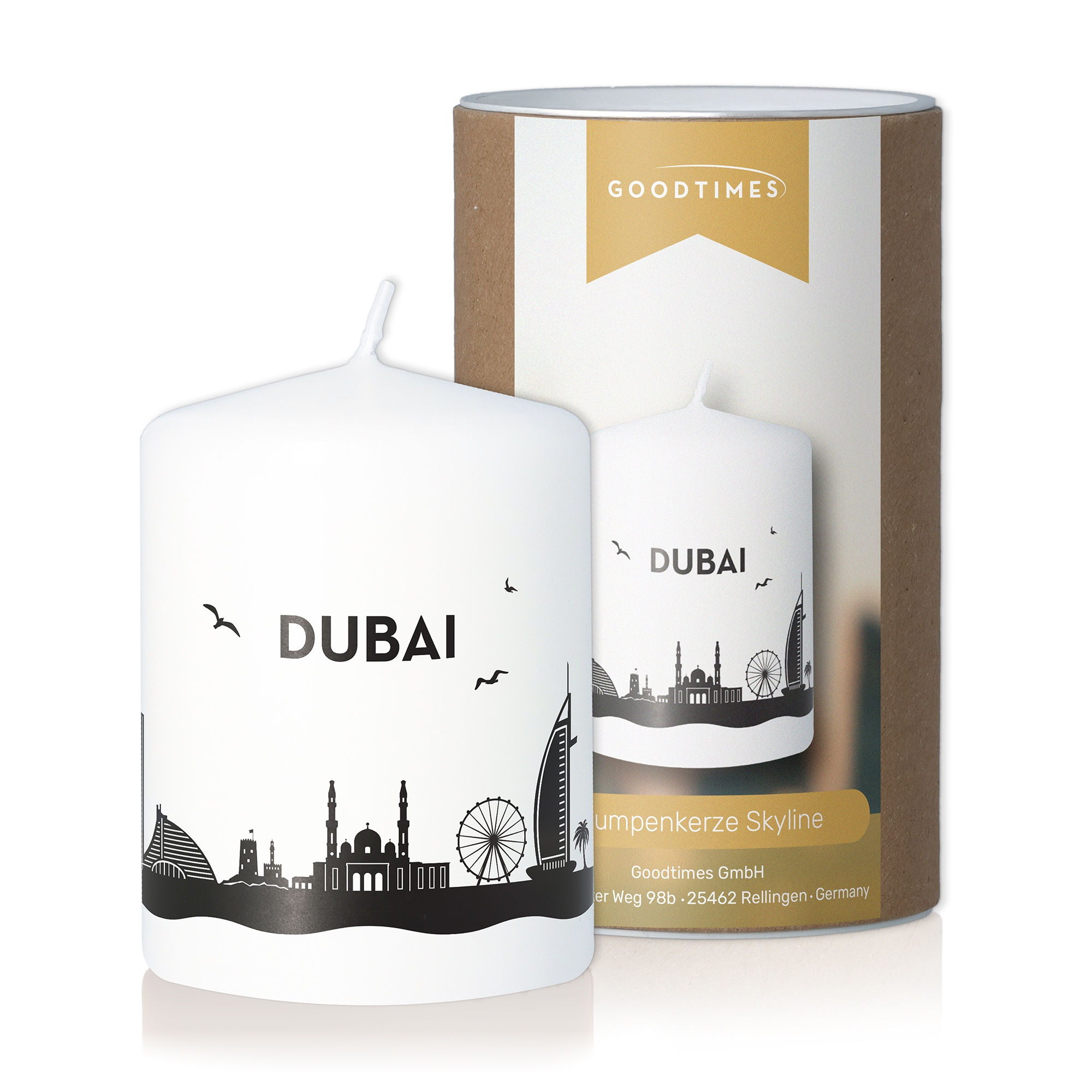 Stumpenkerze Skyline Dubai Kerze