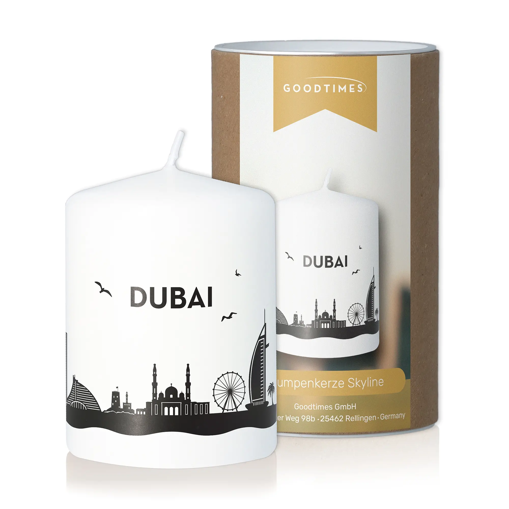 Stumpenkerze Skyline Dubai Kerze