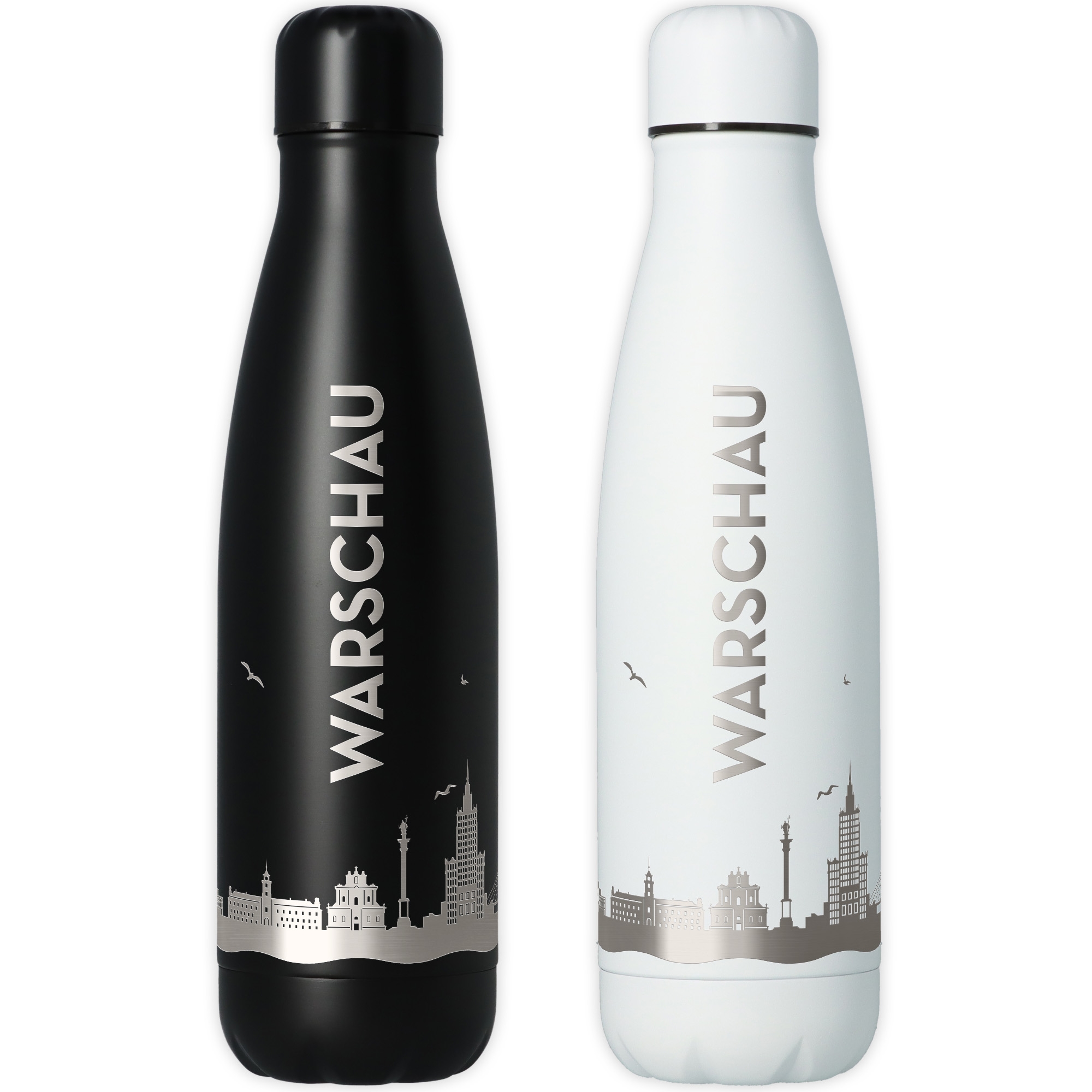 Flasche, Thermobehälter, Metallic, Schwarz, Weiß