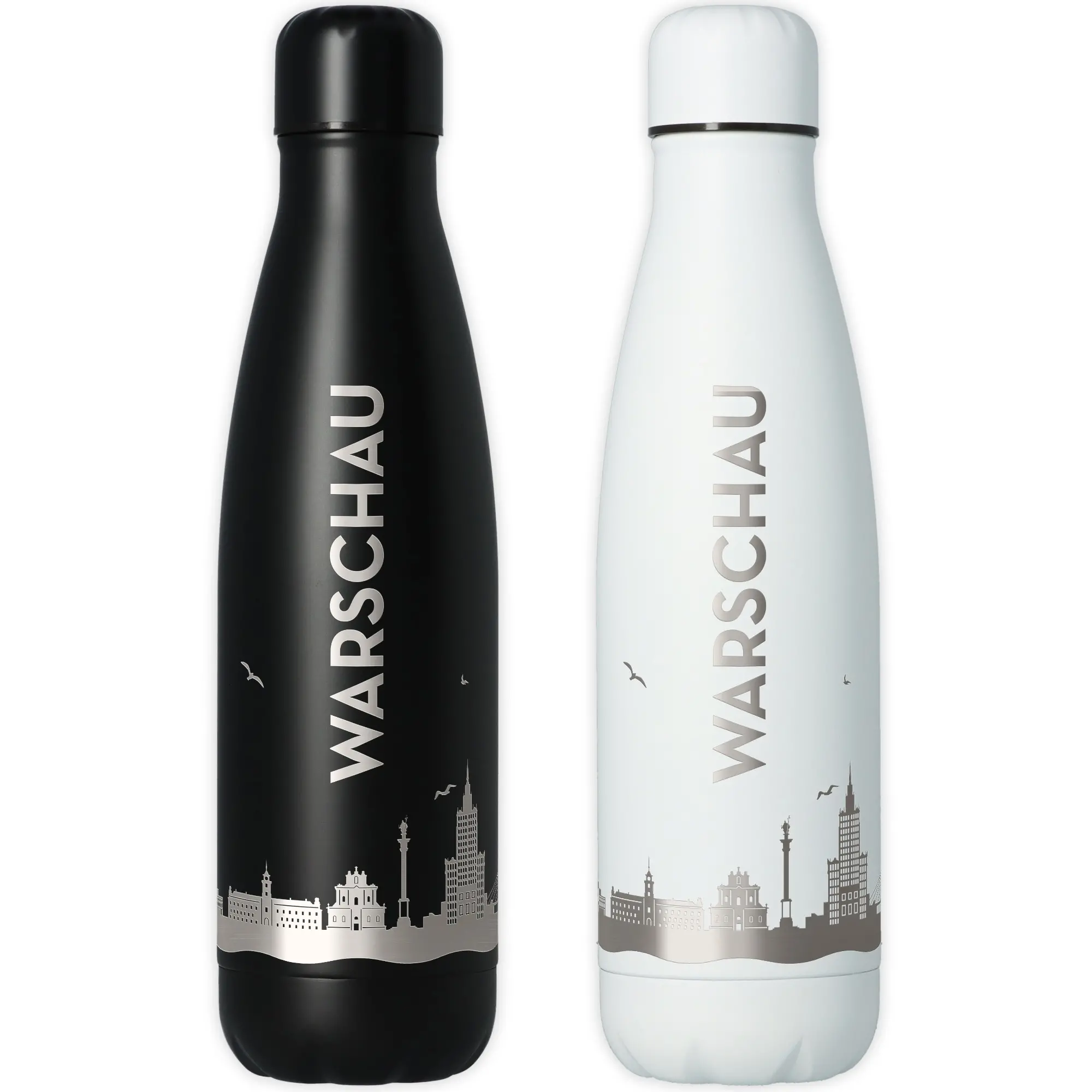Flasche, Thermobehälter, Metallic, Schwarz, Weiß