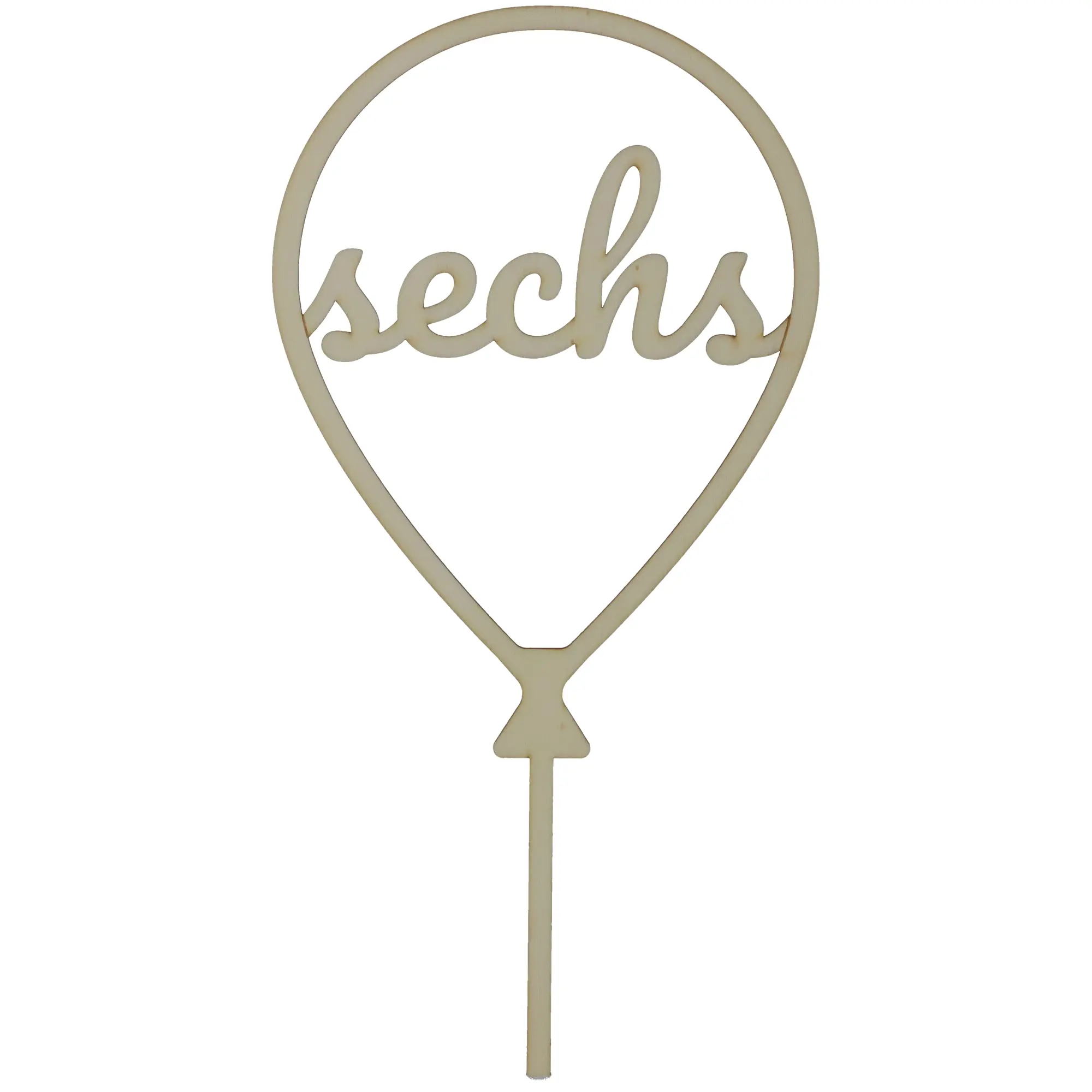 Cake Topper Ballon mit Herzen Zahl 6