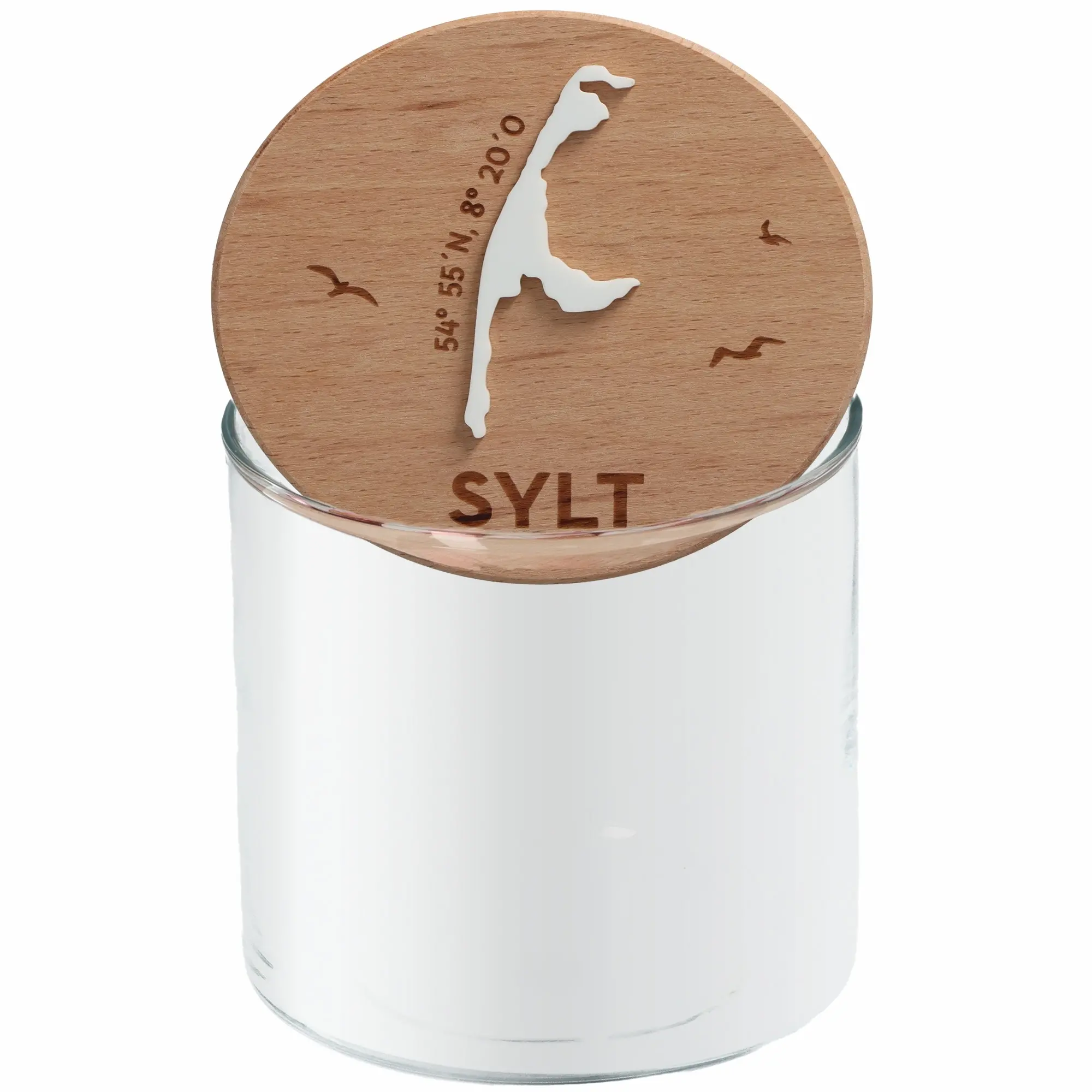 Geschenkglas Skyline "Sylt Silhouette" Weiß