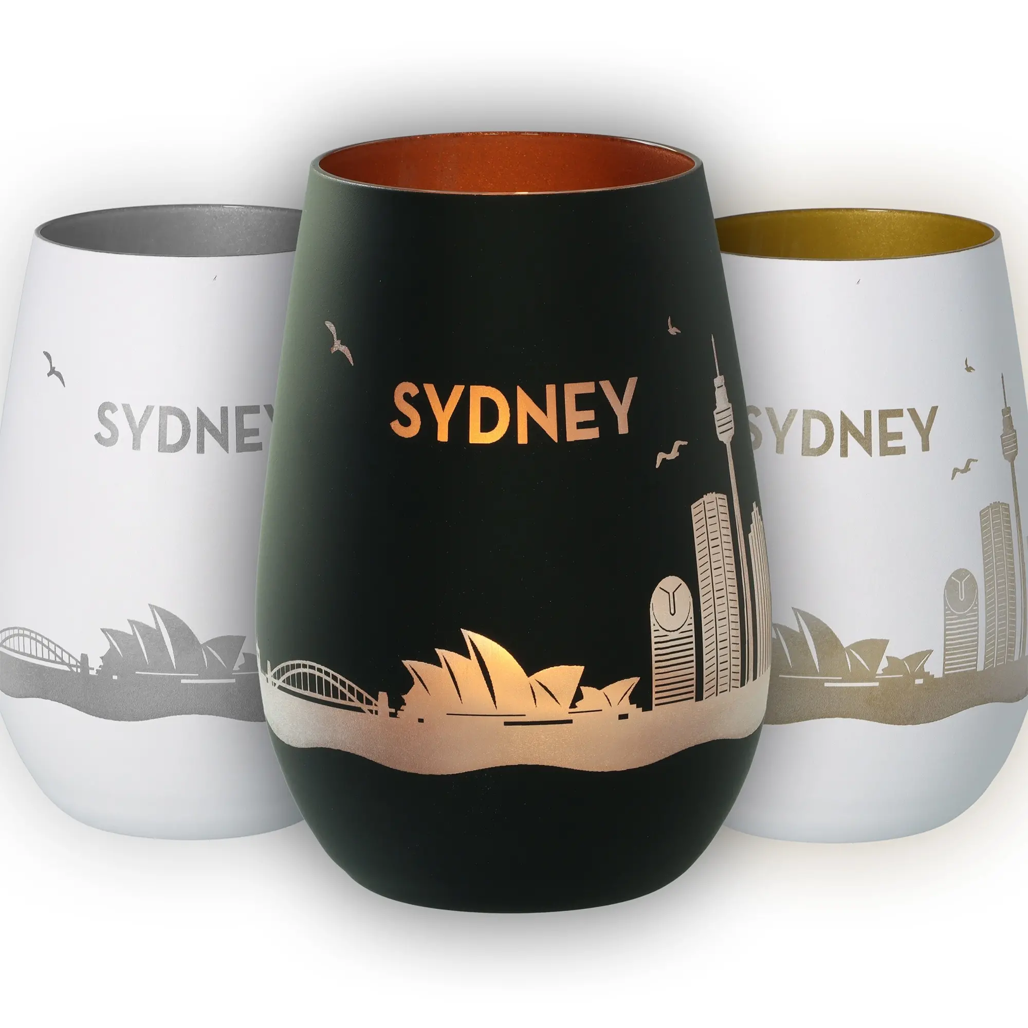 Reisebecher, Sydney, Stadtlandschaft, metallischer Kupferakzent, Trinkbecher