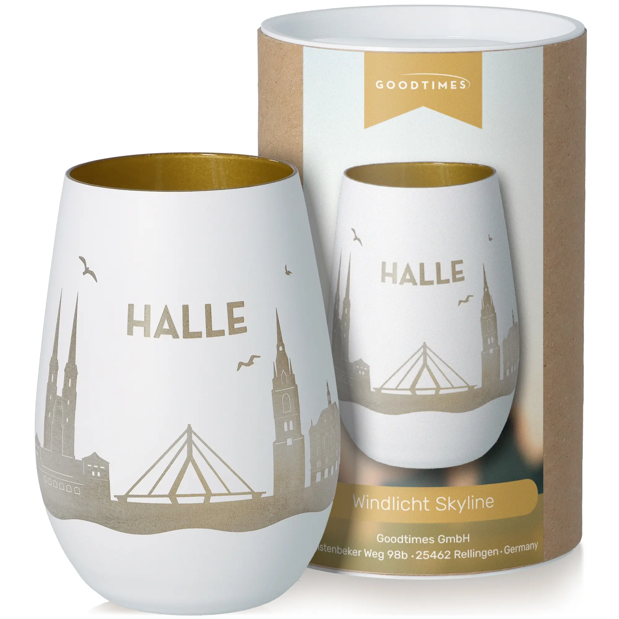 Windlicht Skyline Halle