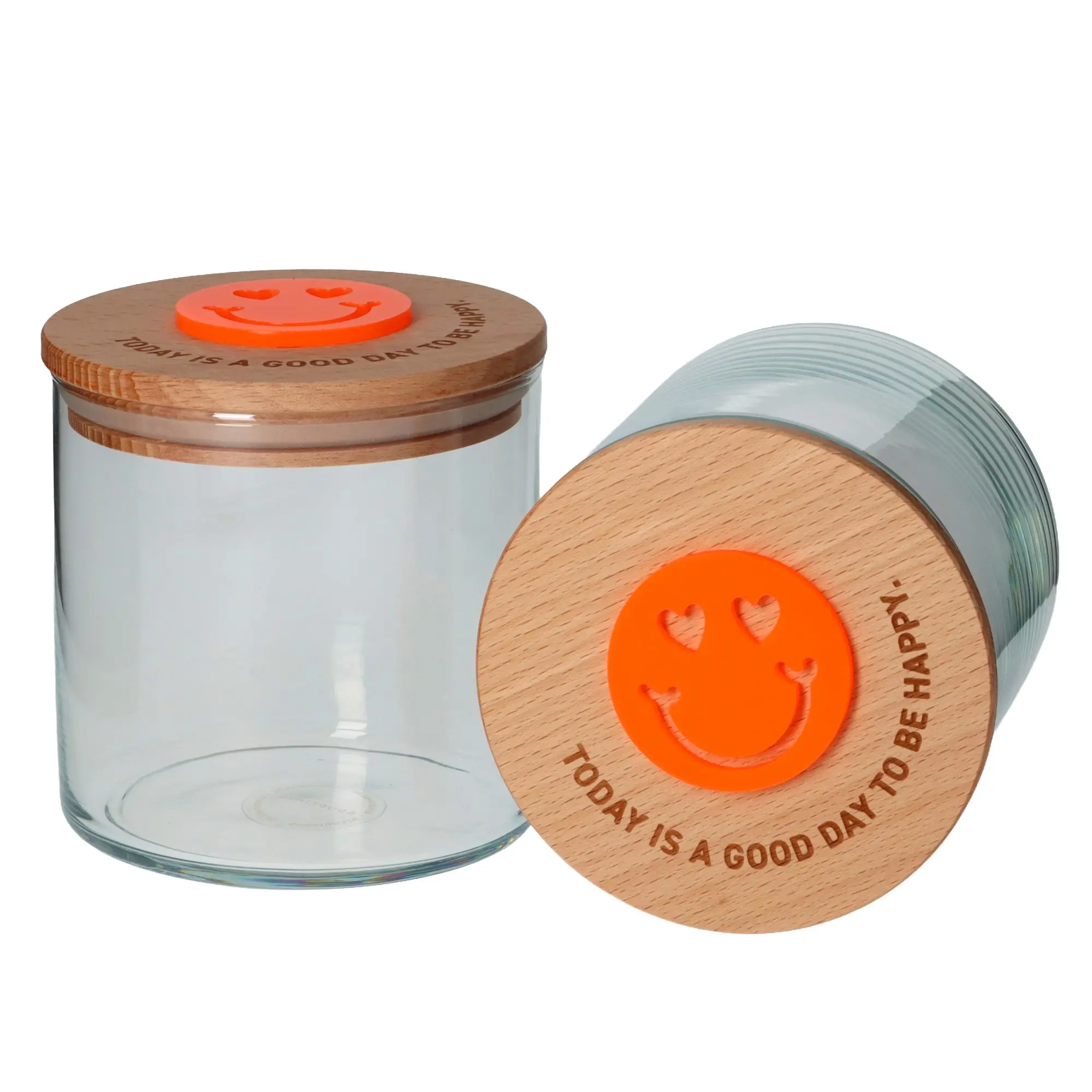 Geschenkglas "GOOD DAY" Neonorange Krug, Band