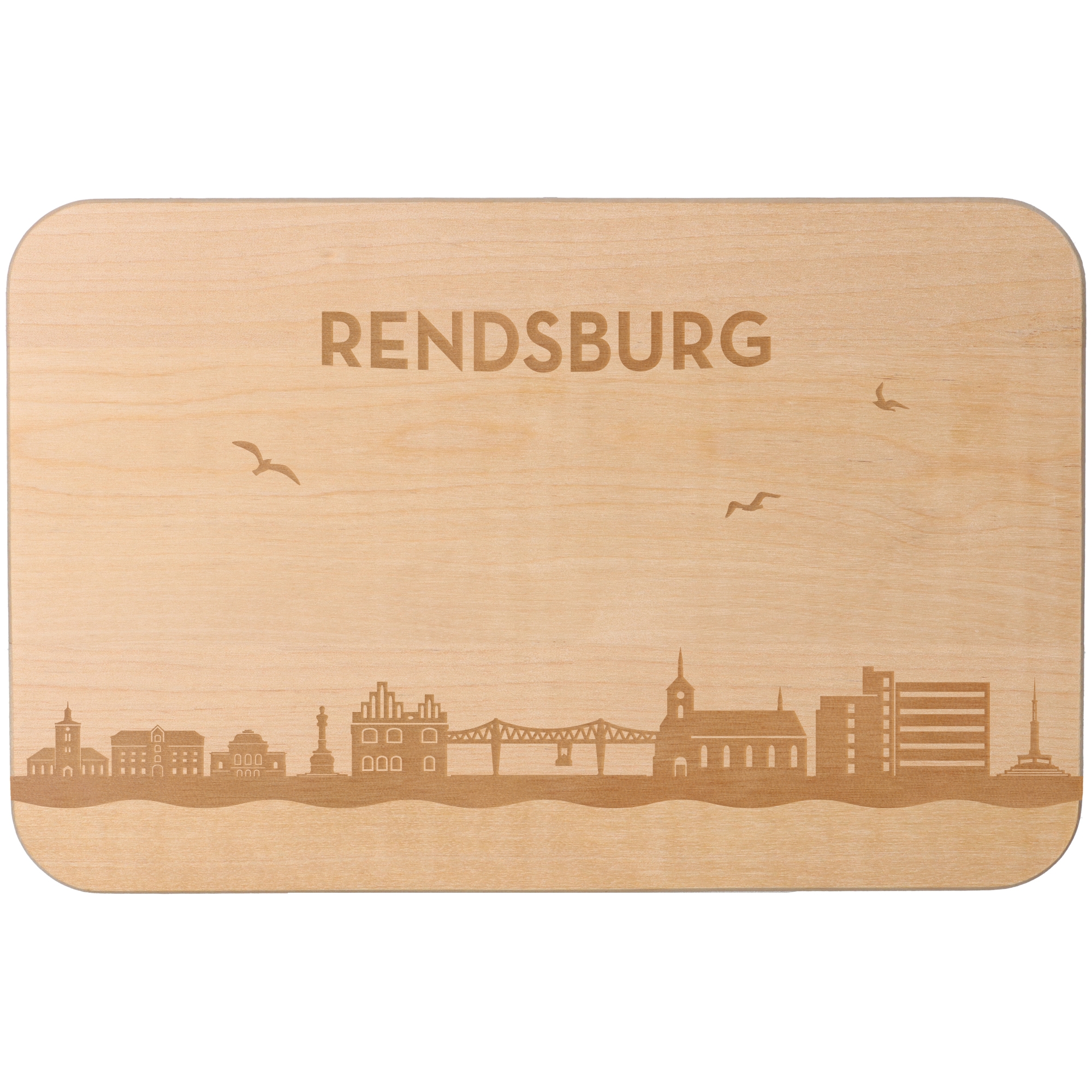 Frühstücksbrett Skyline Rendsburg Holz, Sperrholz, Matte
