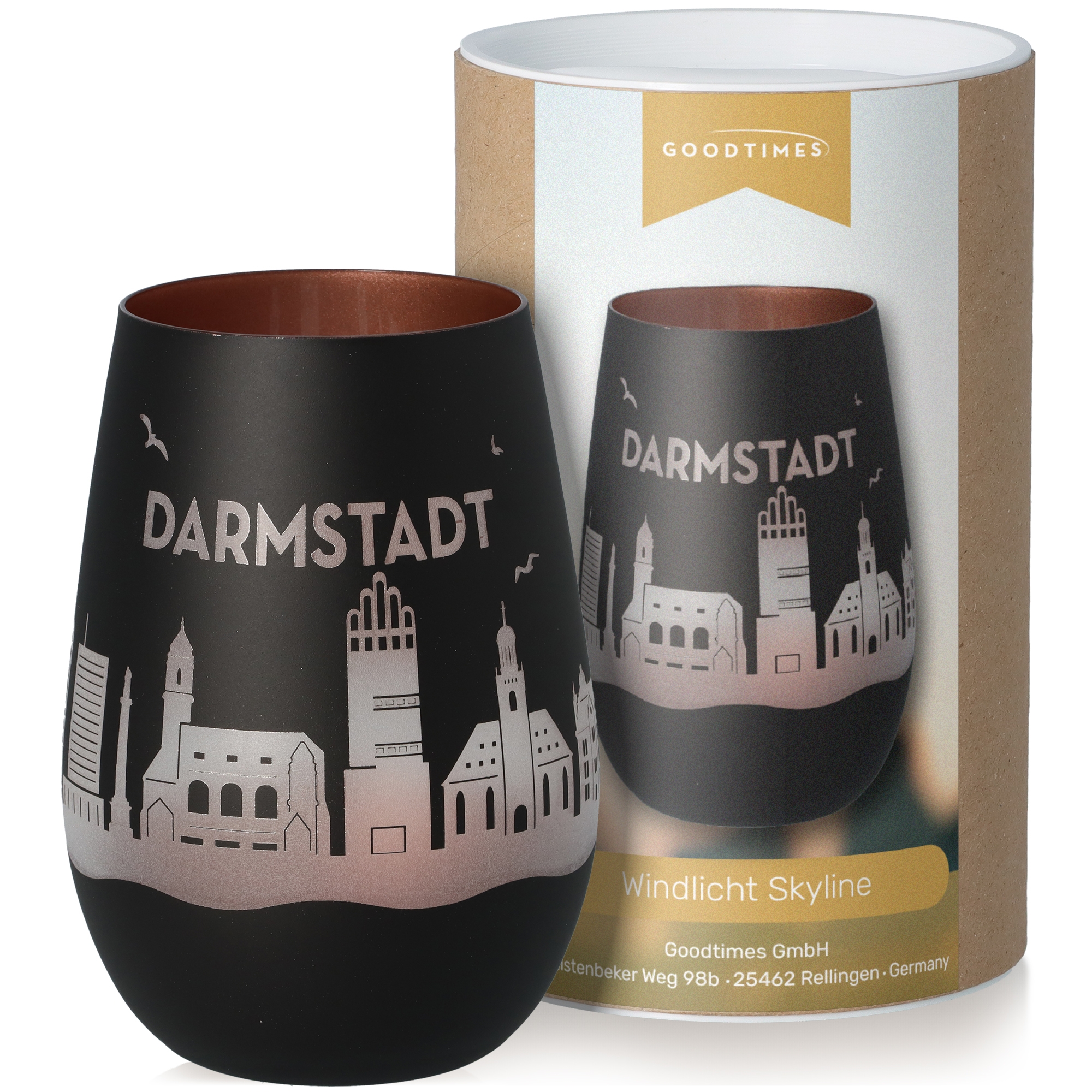Windlicht Skyline Darmstadt Töpferei, Tasse, Lampe