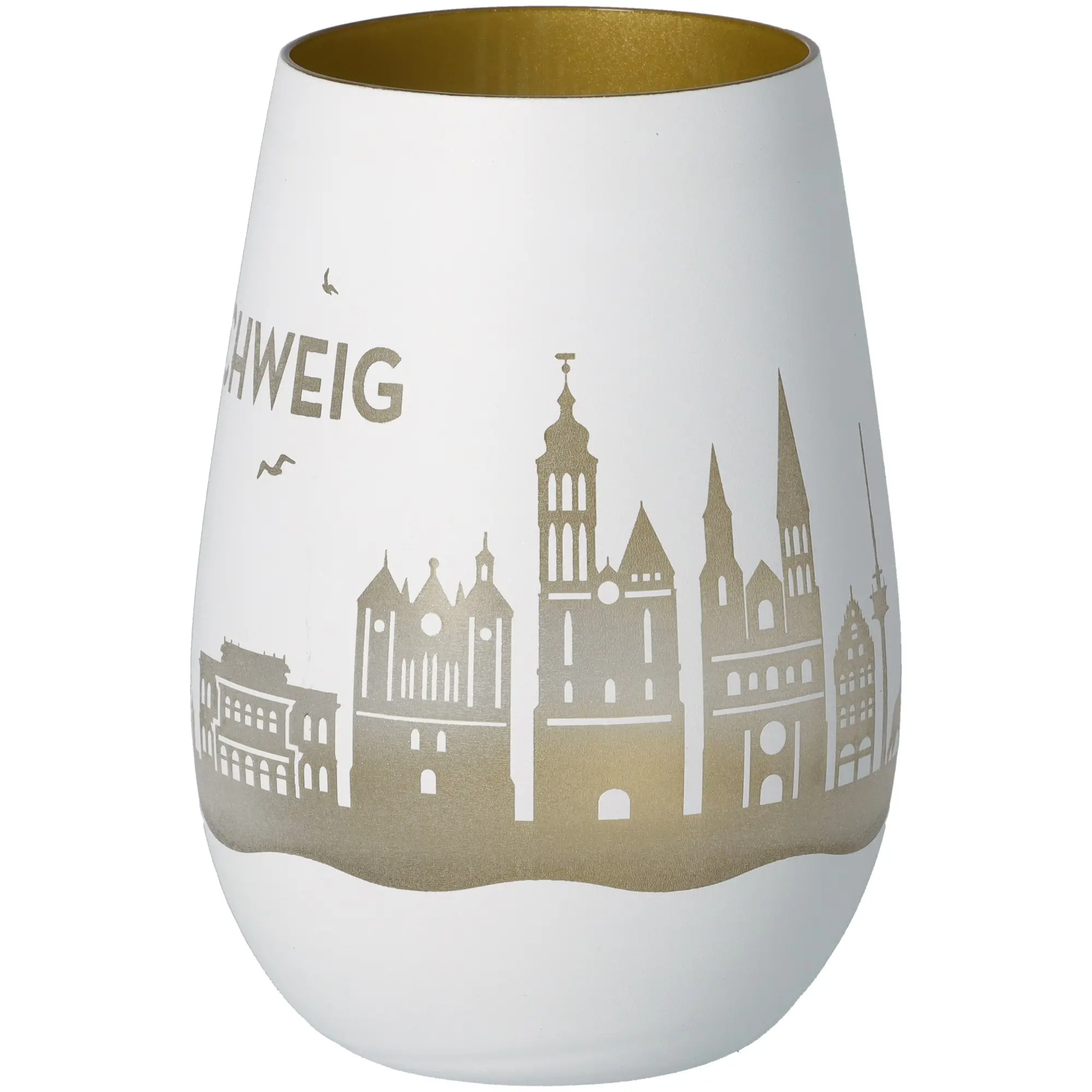 Vase, Schmuckvase, Weiß, Goldakzent, Stadt skyline
