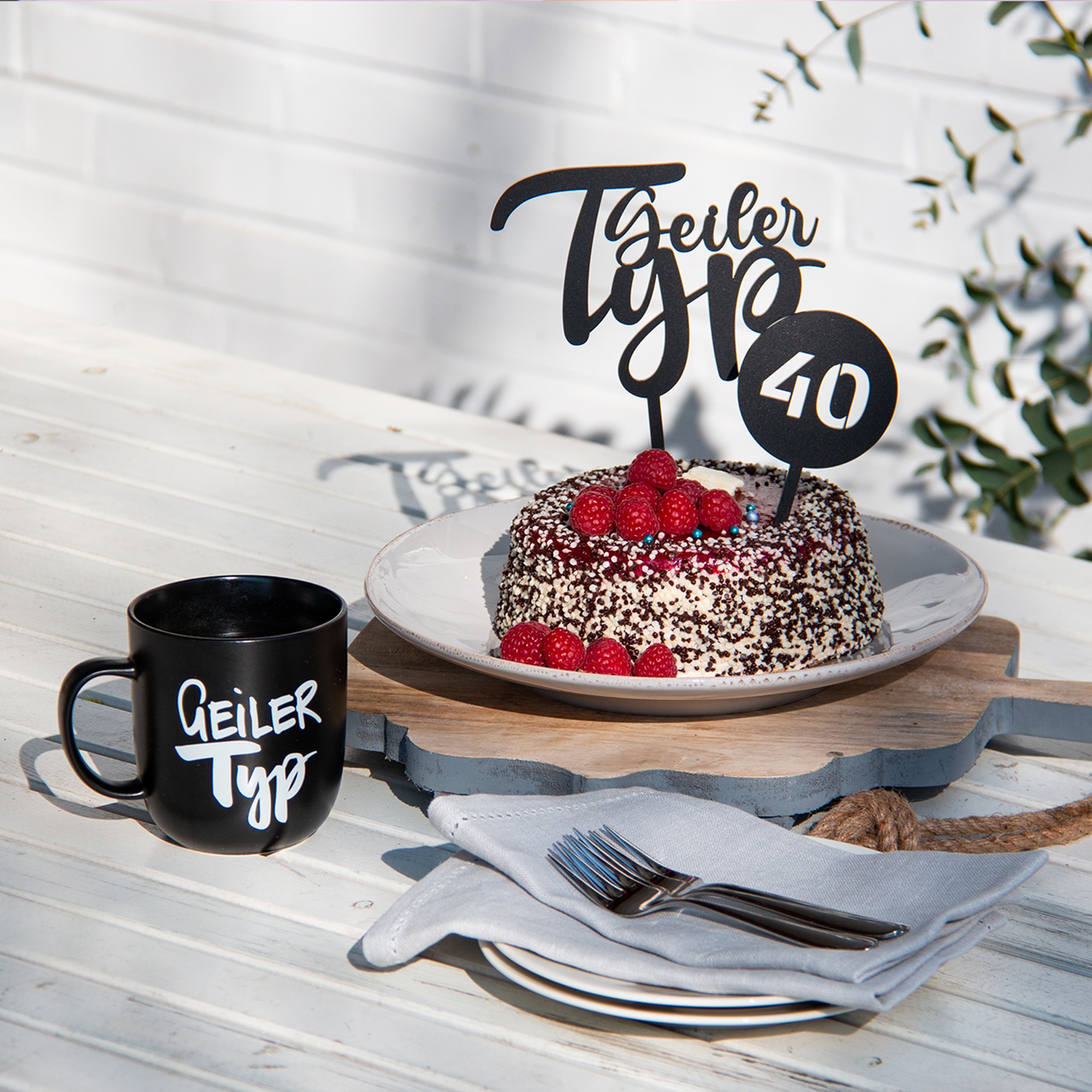 Cake Topper "Geiler Typ mit Zahl"