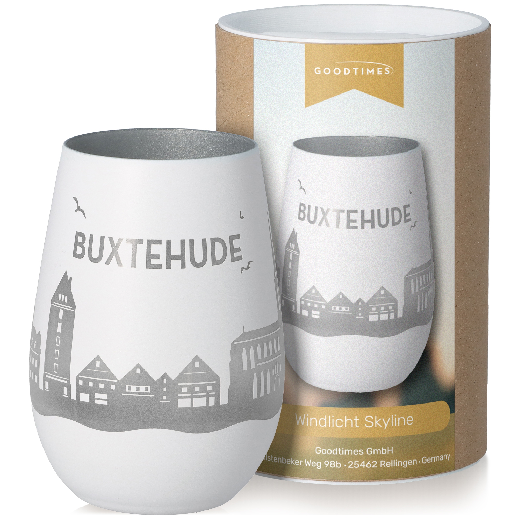 Windlicht Skyline Buxtehude Töpferei, Tasse, Krug, Glas